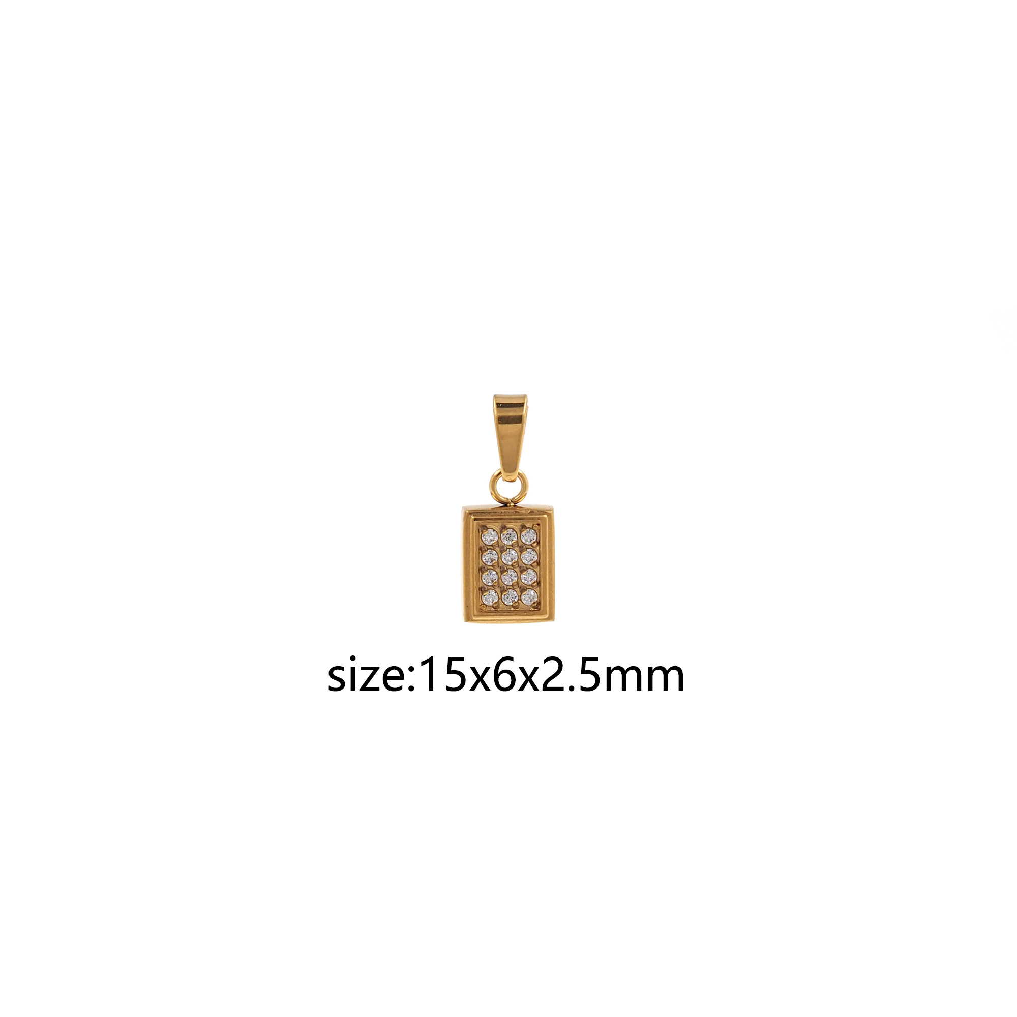 Stainless Steel Rectangle Pendant,CZ Micro Pave Rectangle Charm Charm Earrings Necklace for DIY Jewelry Making Supply