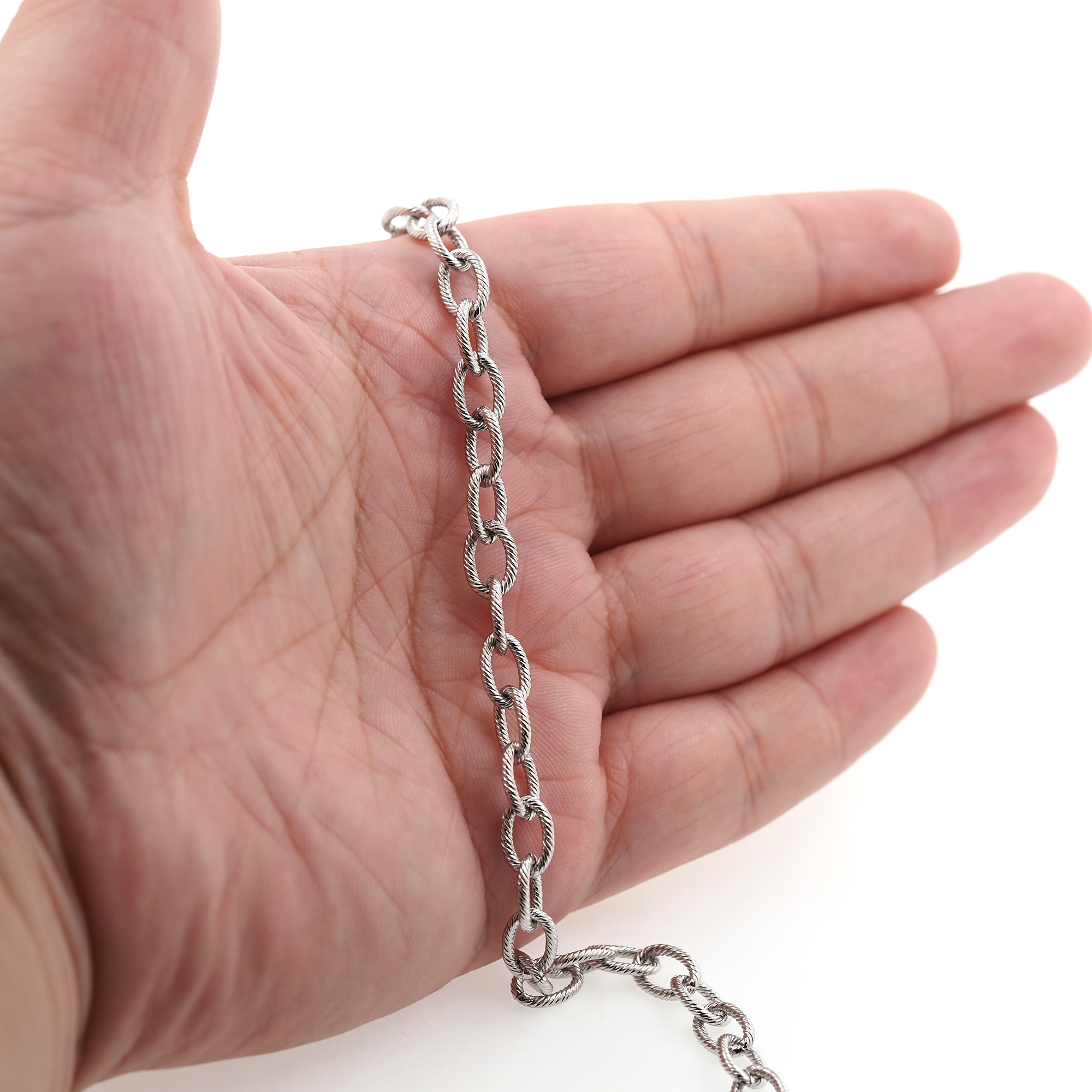 Stainless Steel Cable Chain Necklace,Dainty Link Chain,Silver Oval Chain Necklace for Women DIY Jewelry Making Supply