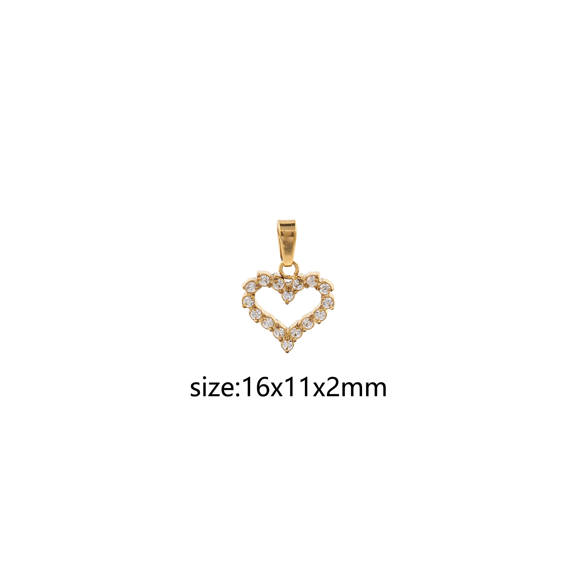 Stainless Steel Heart Pendant,CZ Micro Pave Heart Charm Charm Earrings Necklace for DIY Jewelry Making Supply