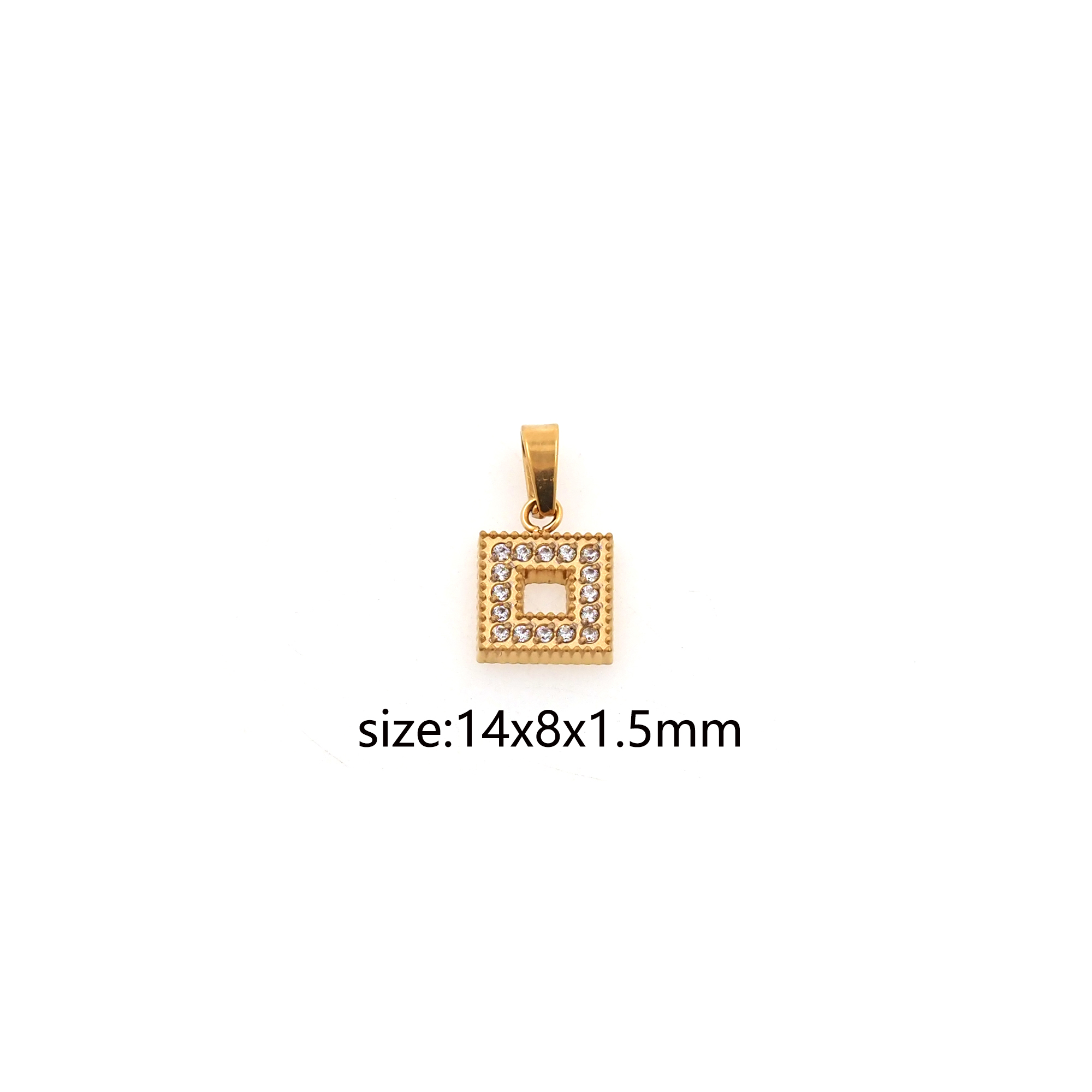 Stainless Steel Square Pendant,CZ Micro Pave Square Charm Charm Earrings Necklace for DIY Jewelry Making Supply