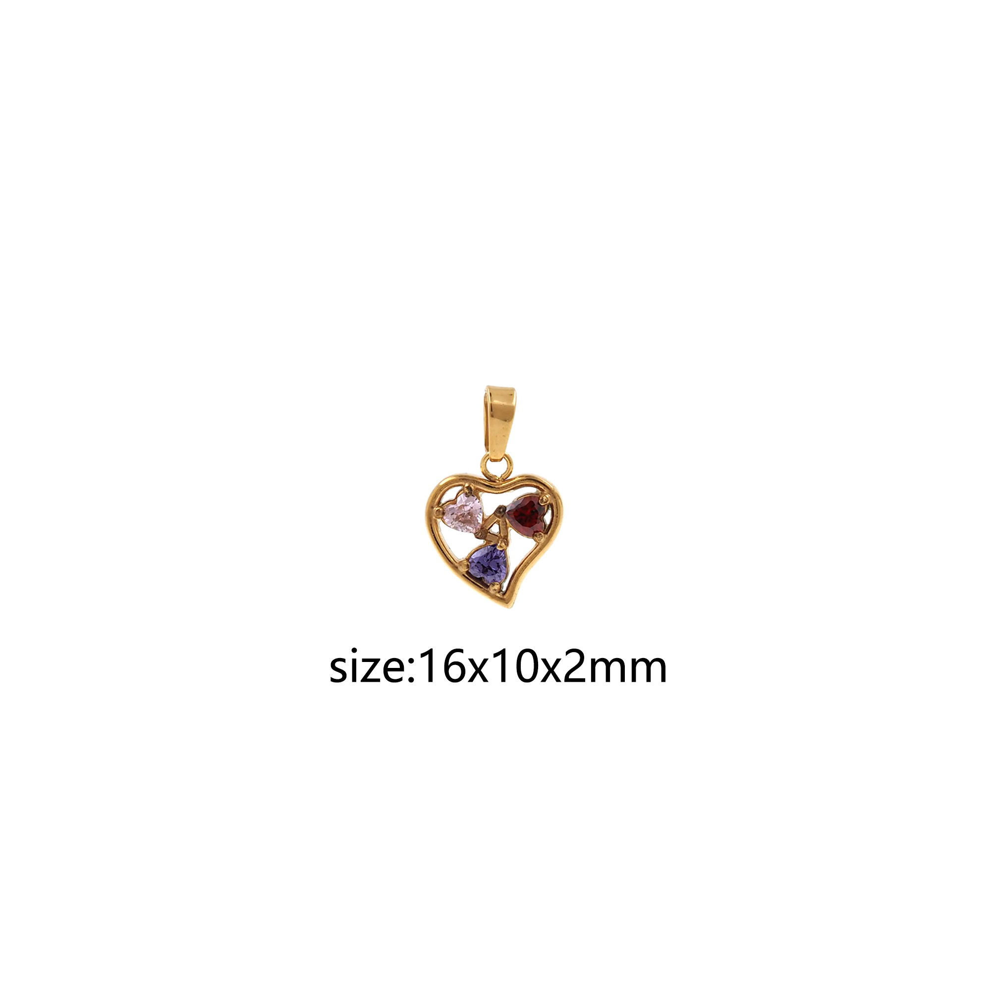 Stainless Steel Heart Pendant,CZ Micro Pave Heart Charm Charm Earrings Necklace for DIY Jewelry Making Supply