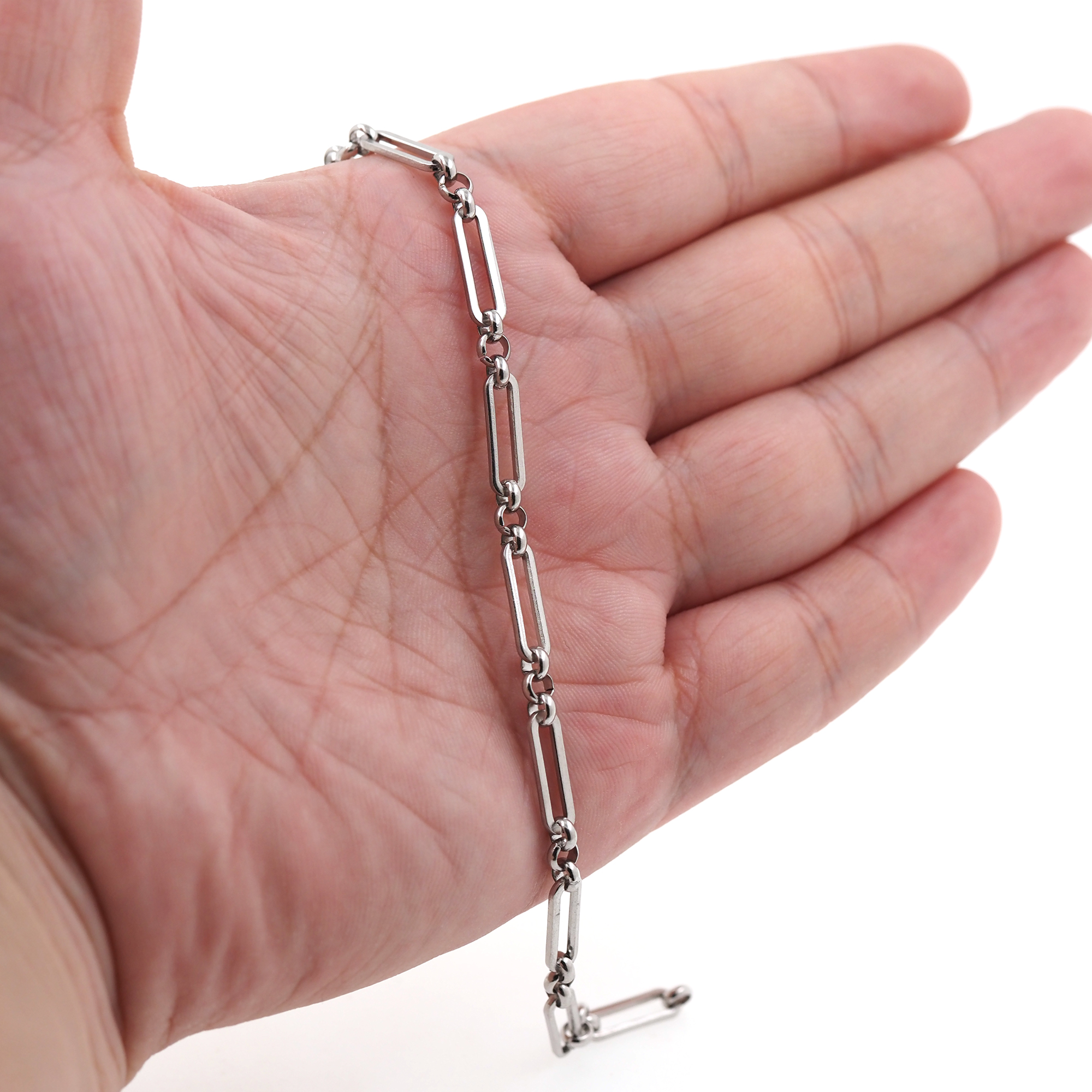 Stainless Steel Silver Cable Chain Necklace,Dainty Link Chain,Paper Clip Chain,Oval Chain Necklace for Women DIY Jewelry Making Supply