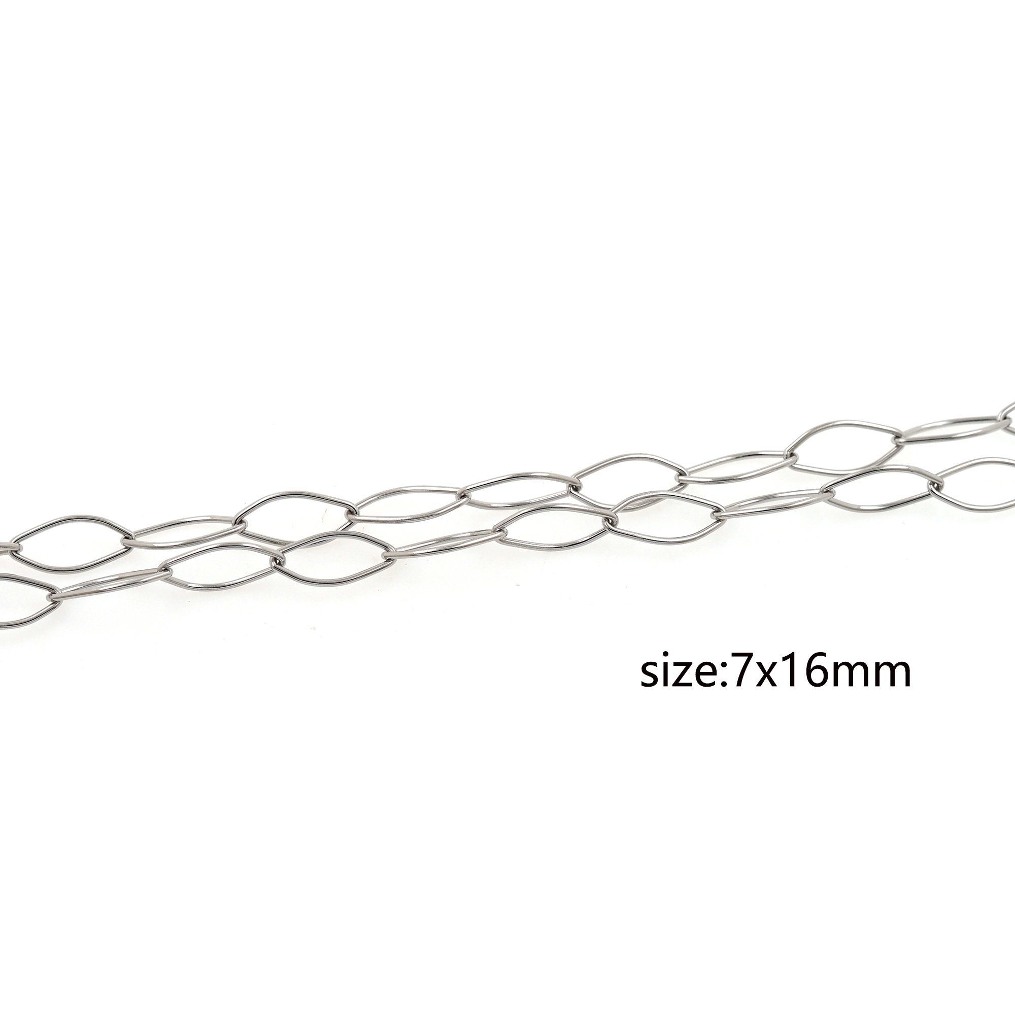 Stainless Steel Rhombus Chain Necklace,Minimalist Link Chain,Silver Chain Necklace for Women DIY Jewelry Making Supply