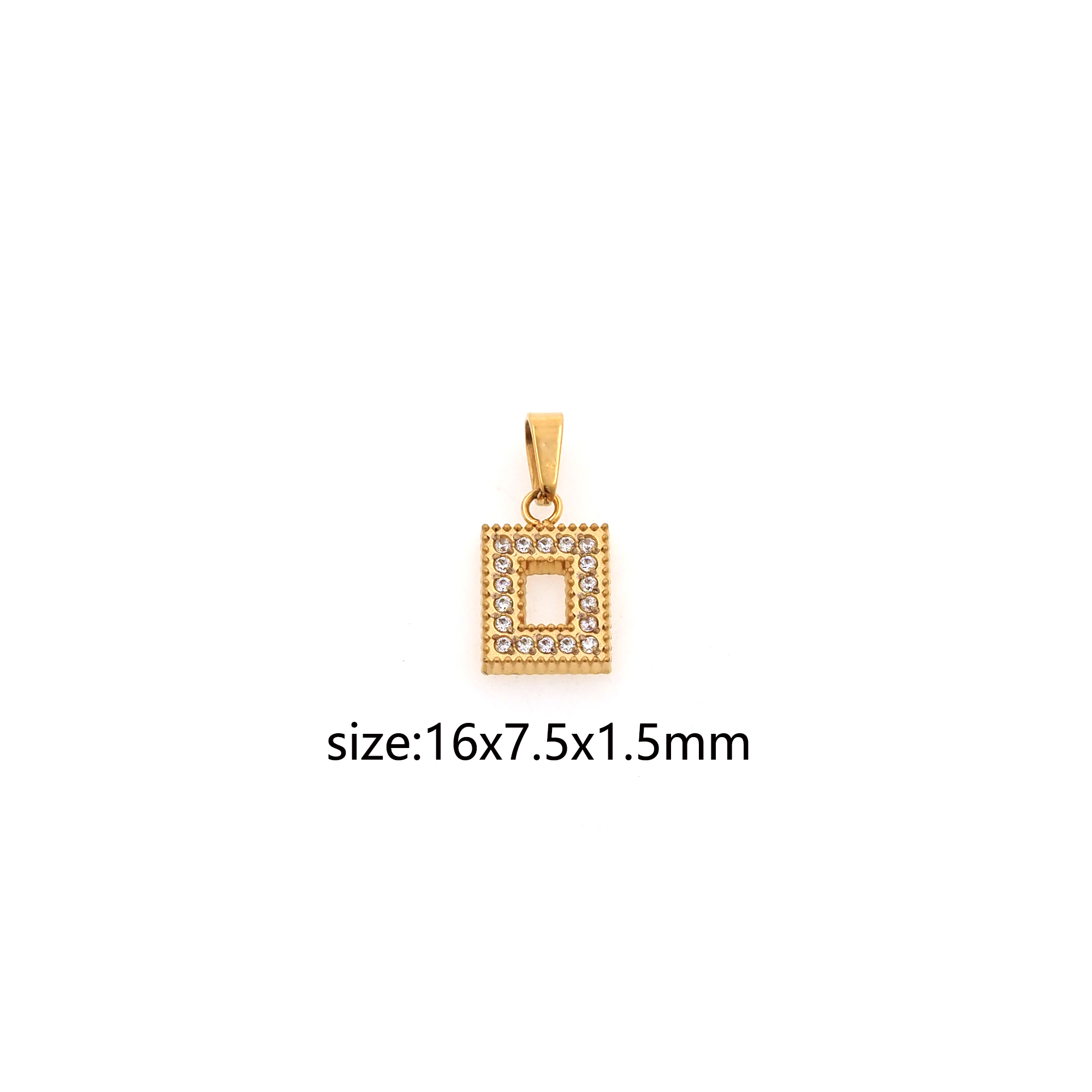 Stainless Steel Rectangle Pendant,CZ Micro Pave Rectangle Charm Charm Earrings Necklace for DIY Jewelry Making Supply