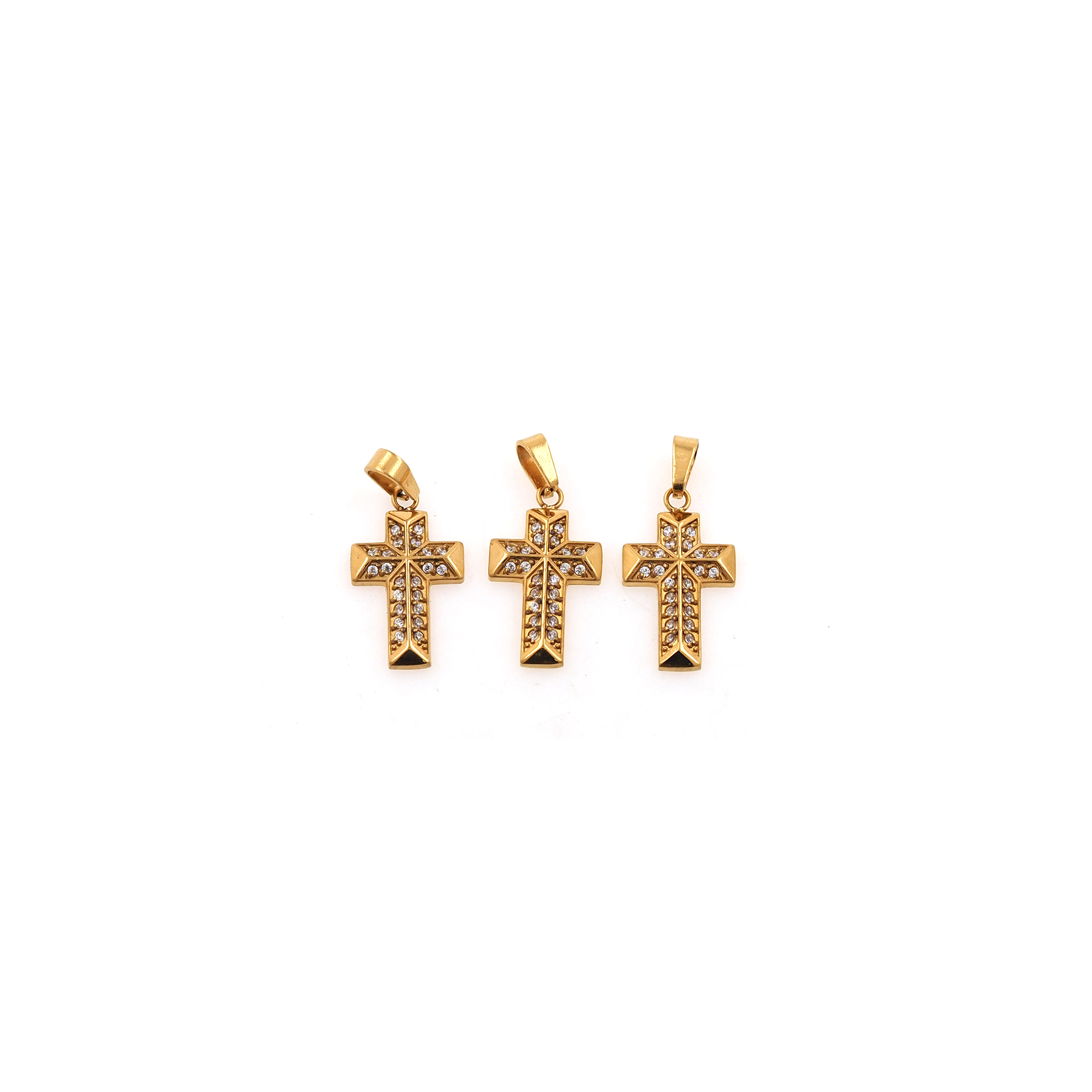 Stainless Steel Cross Pendant,CZ Micro Pave Religious Charm Charm Earrings Necklace for DIY Jewelry Making Supply