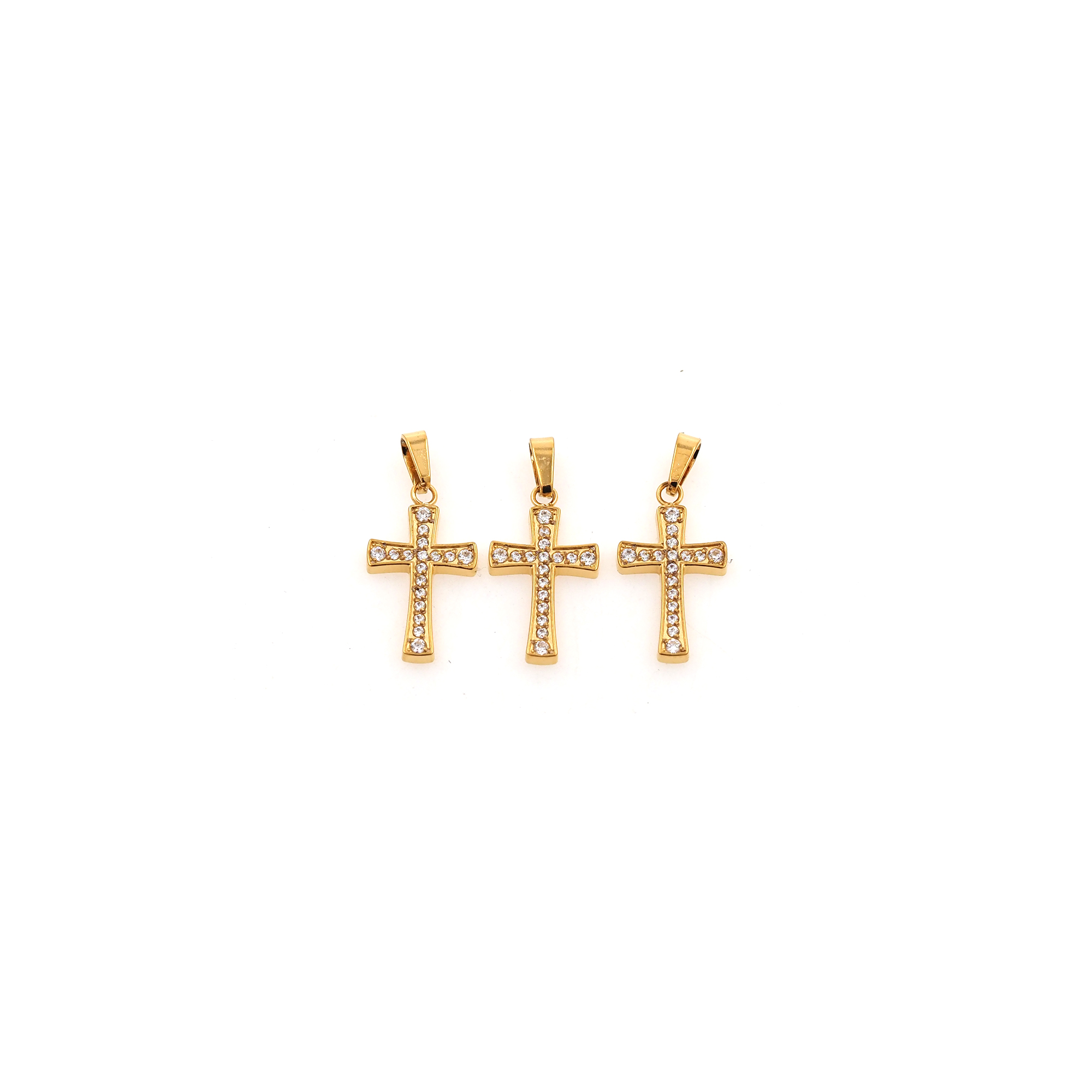 Stainless Steel Cross Pendant,CZ Micro Pave Cross Charm Charm Earrings Necklace for DIY Jewelry Making Supply
