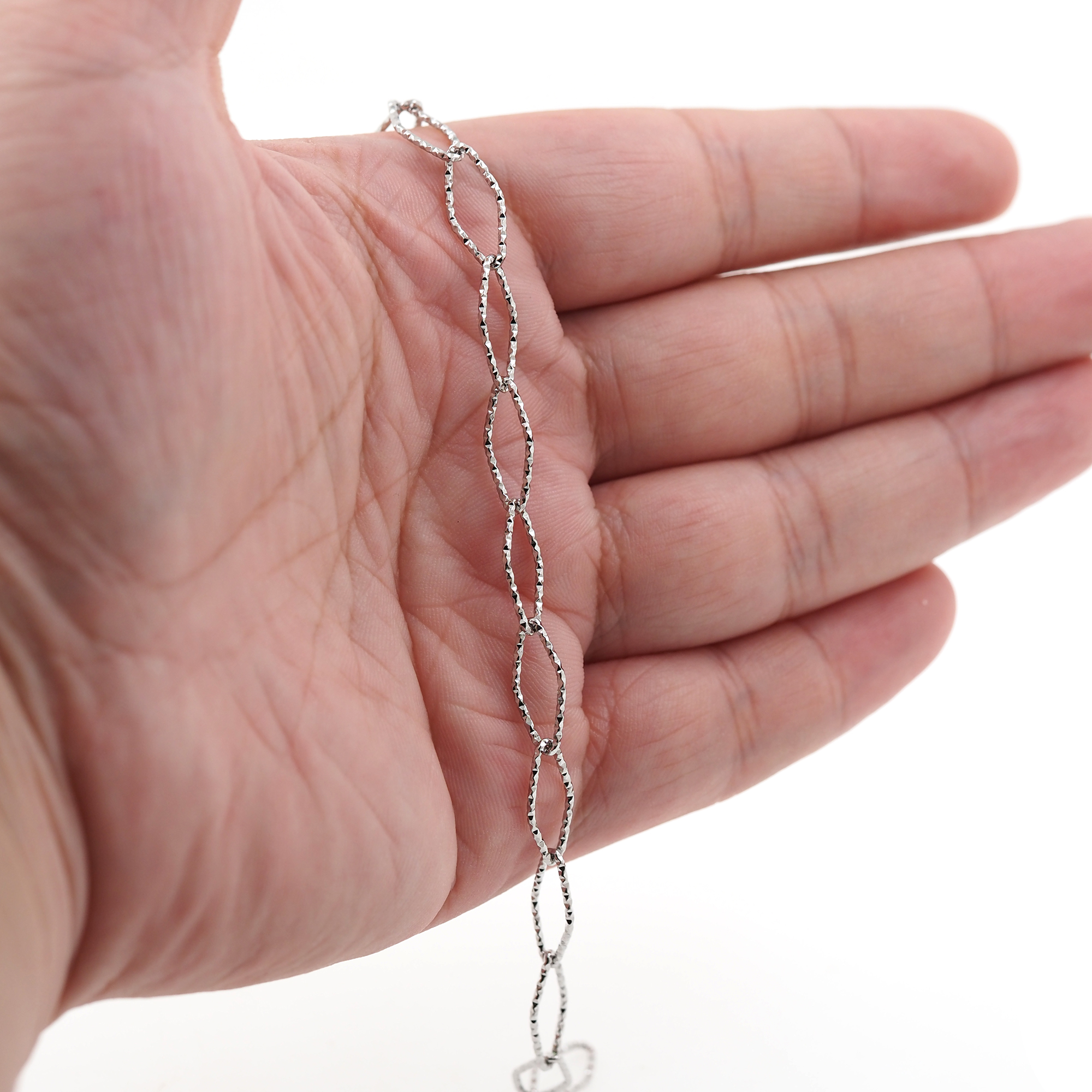 Stainless Steel Rhombus Chain Necklace,Minimalist Link Chain,Silver Chain Necklace for Women DIY Jewelry Making Supply