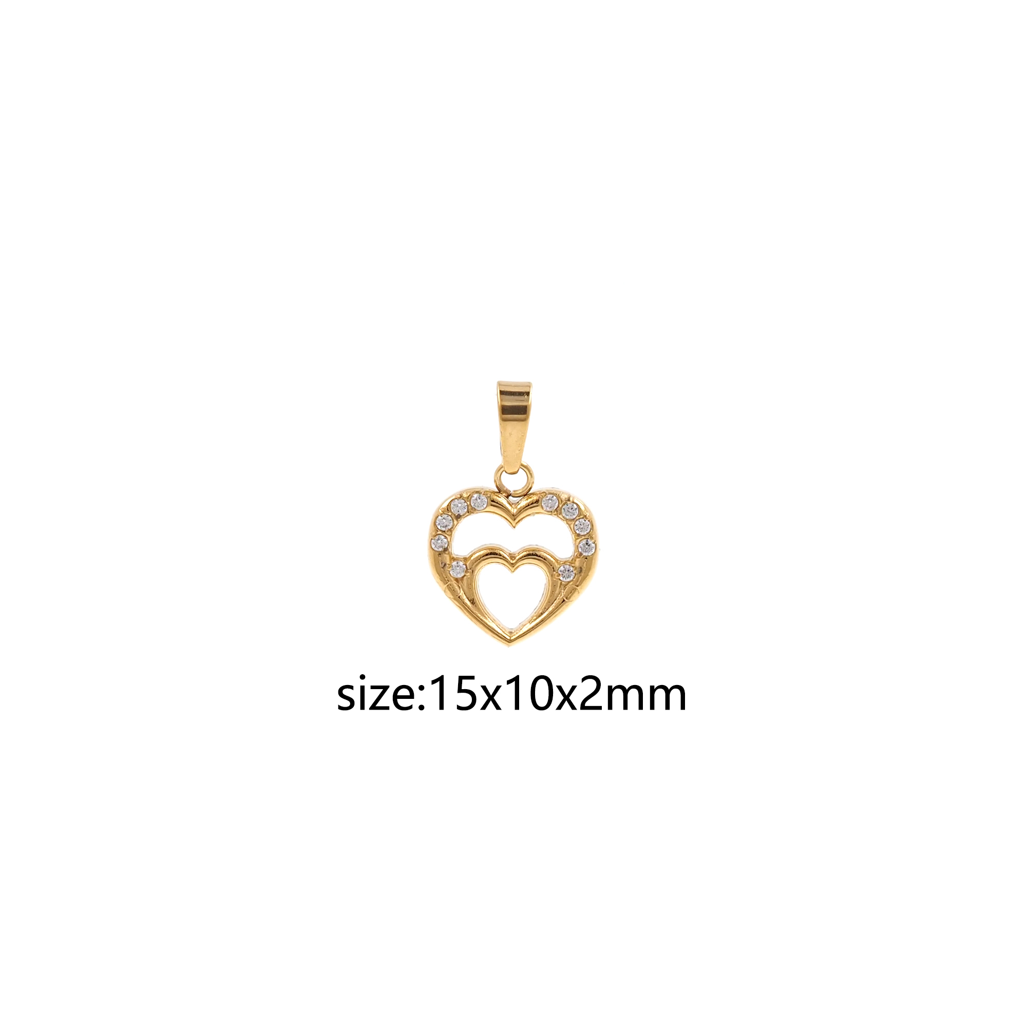 Stainless Steel Heart Pendant,CZ Micro Pave Heart Charm Charm Earrings Necklace for DIY Jewelry Making Supply