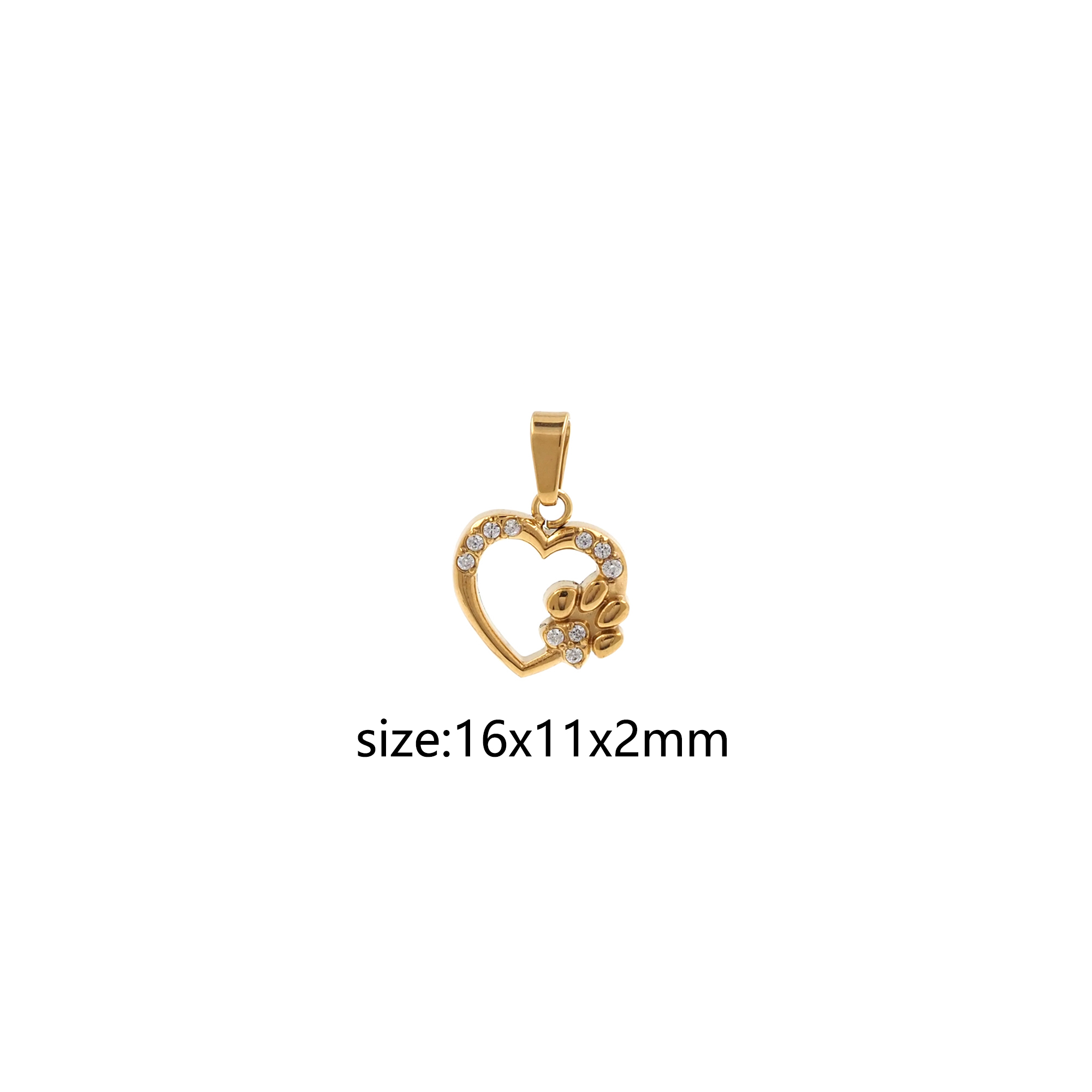 Stainless Steel Heart Pendant,CZ Micro Pave Heart Charm Charm Earrings Necklace for DIY Jewelry Making Supply