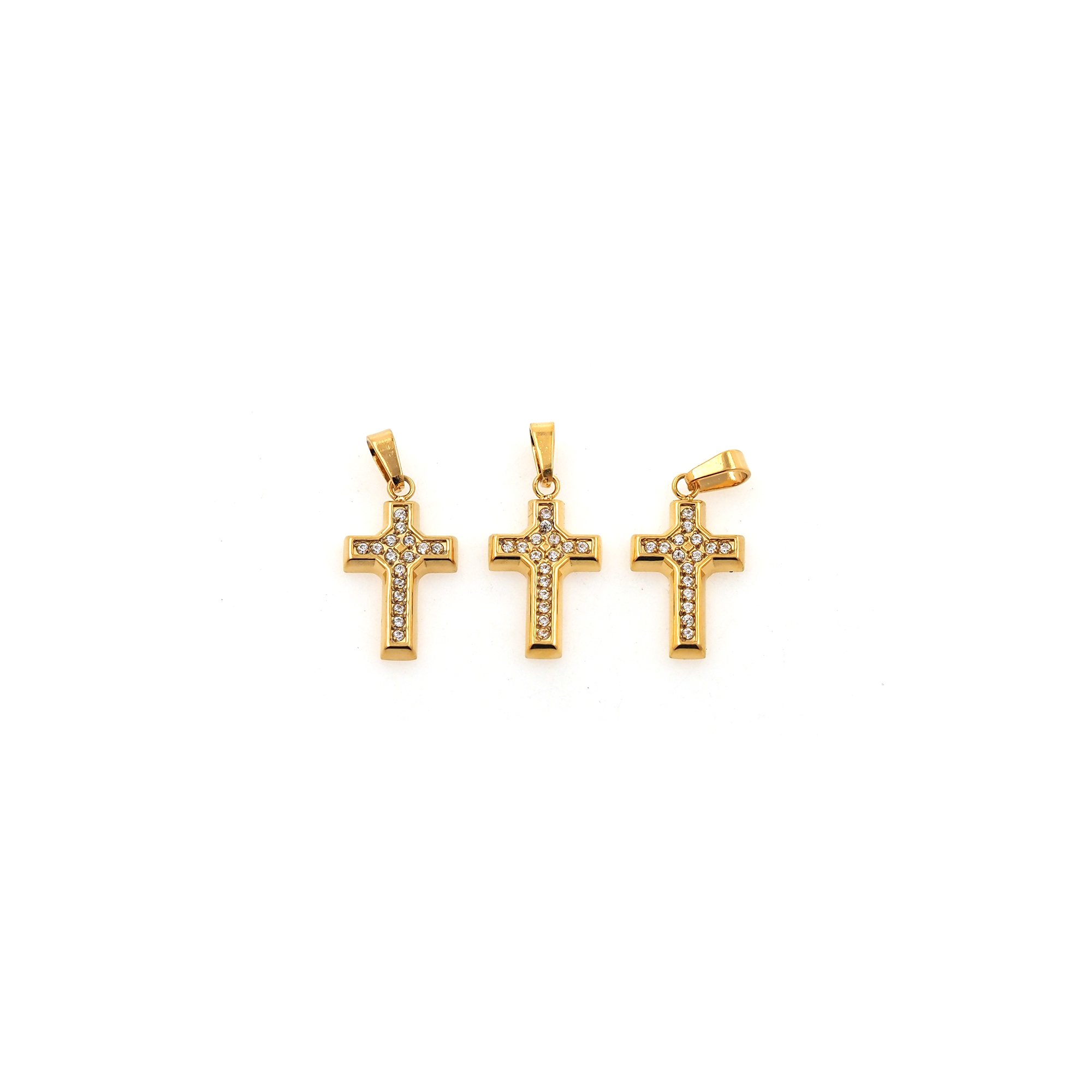 Stainless Steel Cross Pendant,CZ Micro Pave Religious Charm Charm Earrings Necklace for DIY Jewelry Making Supply