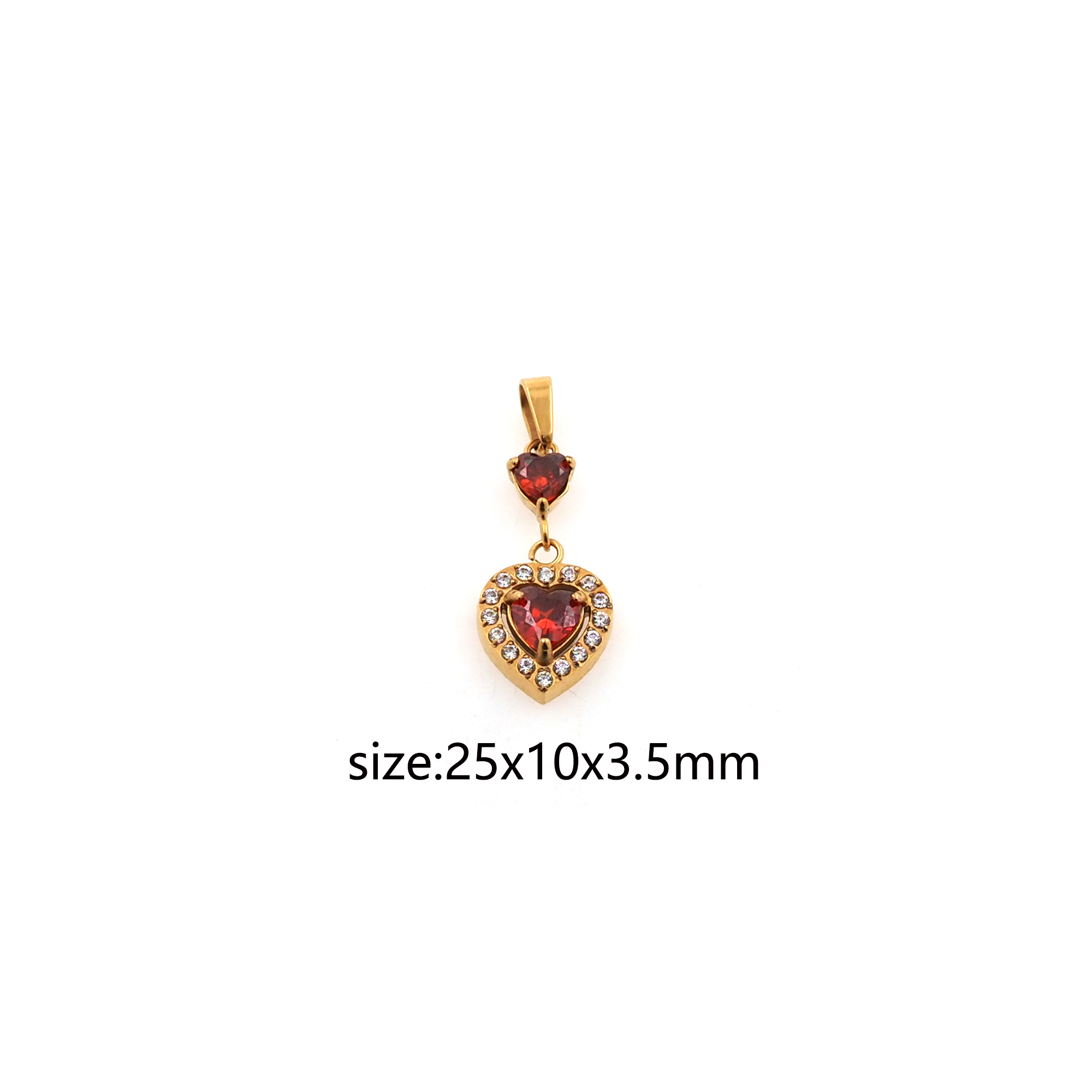 Stainless Steel Heart Pendant,CZ Micro Pave Heart Charm Charm Earrings Necklace for DIY Jewelry Making Supply