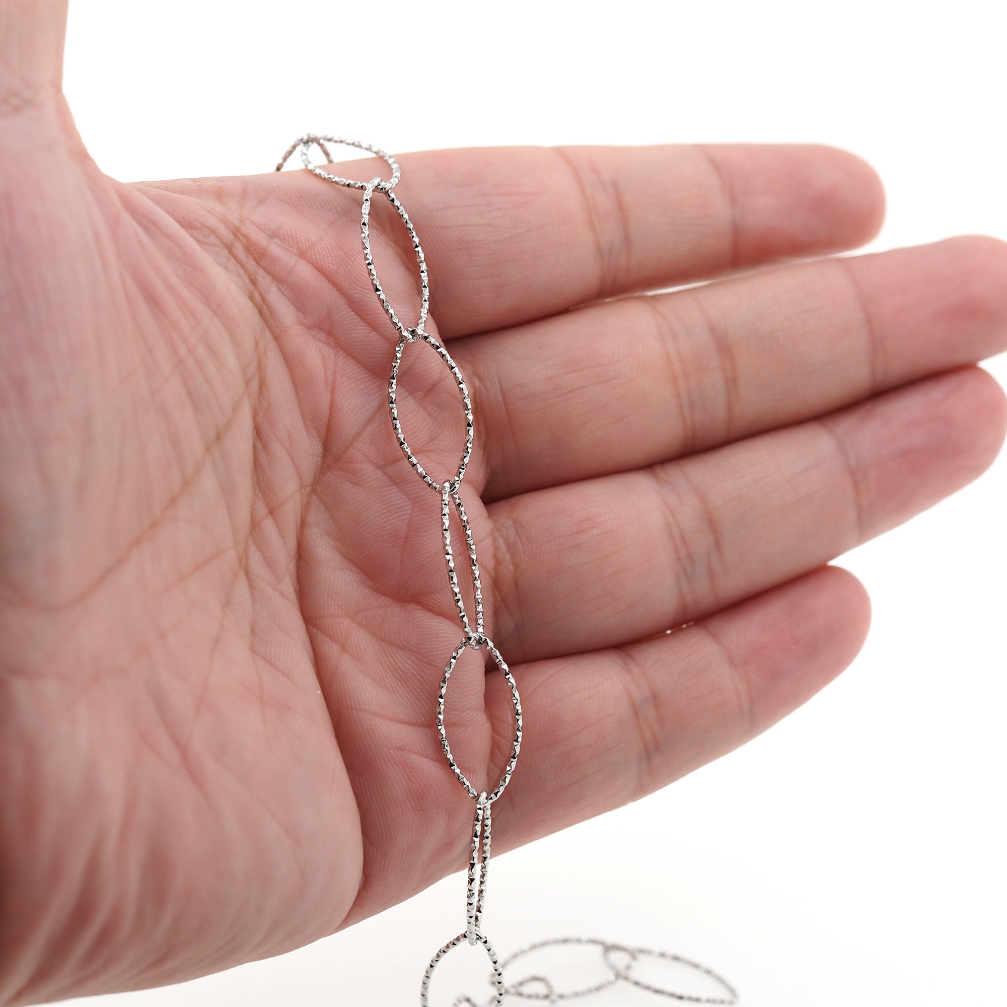 Stainless Steel Silver Cable Chain Necklace,Dainty Link Chain,Textured Oval Chain Necklace for Women DIY Jewelry Making Supply