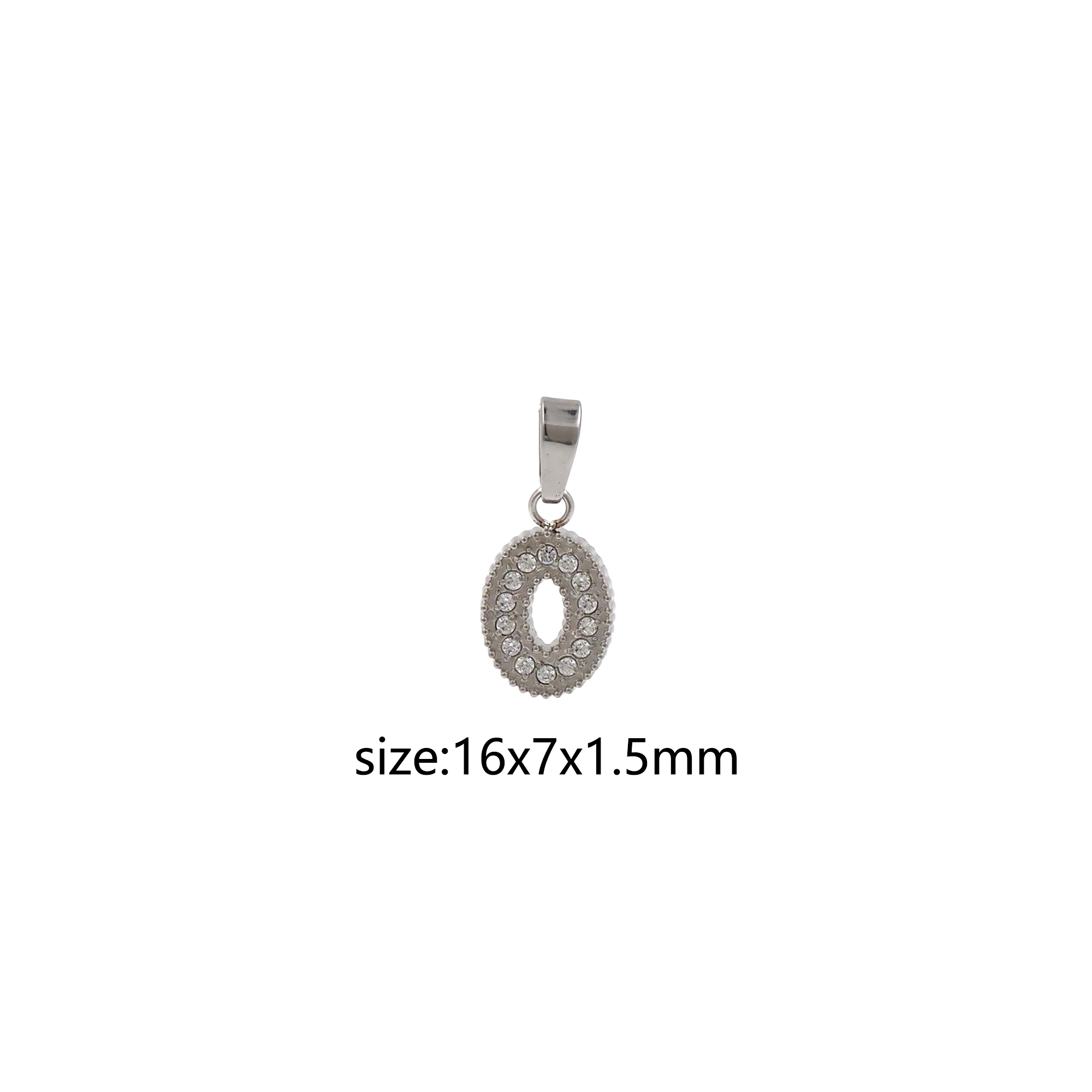 Stainless Steel Silver Oval Pendant,CZ Micro Pave Oval Charm Charm Earrings Necklace for DIY Jewelry Making Supply