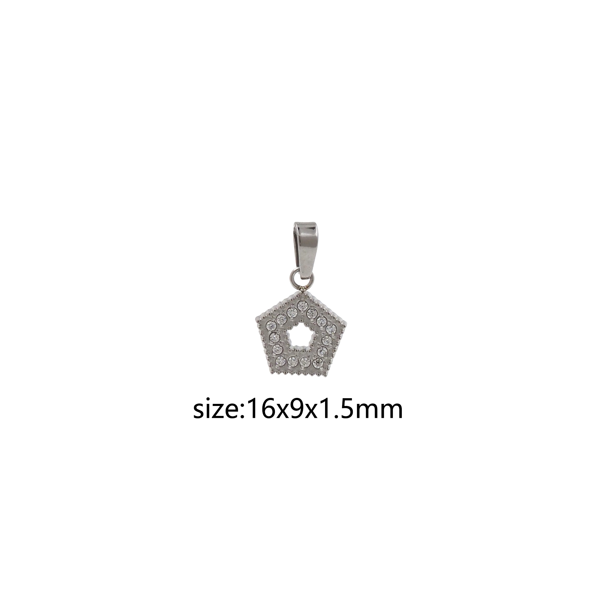 Stainless Steel Silver Hexagon Pendant,CZ Micro Pave Hexagon Charm Charm Earrings Necklace for DIY Jewelry Making Supply