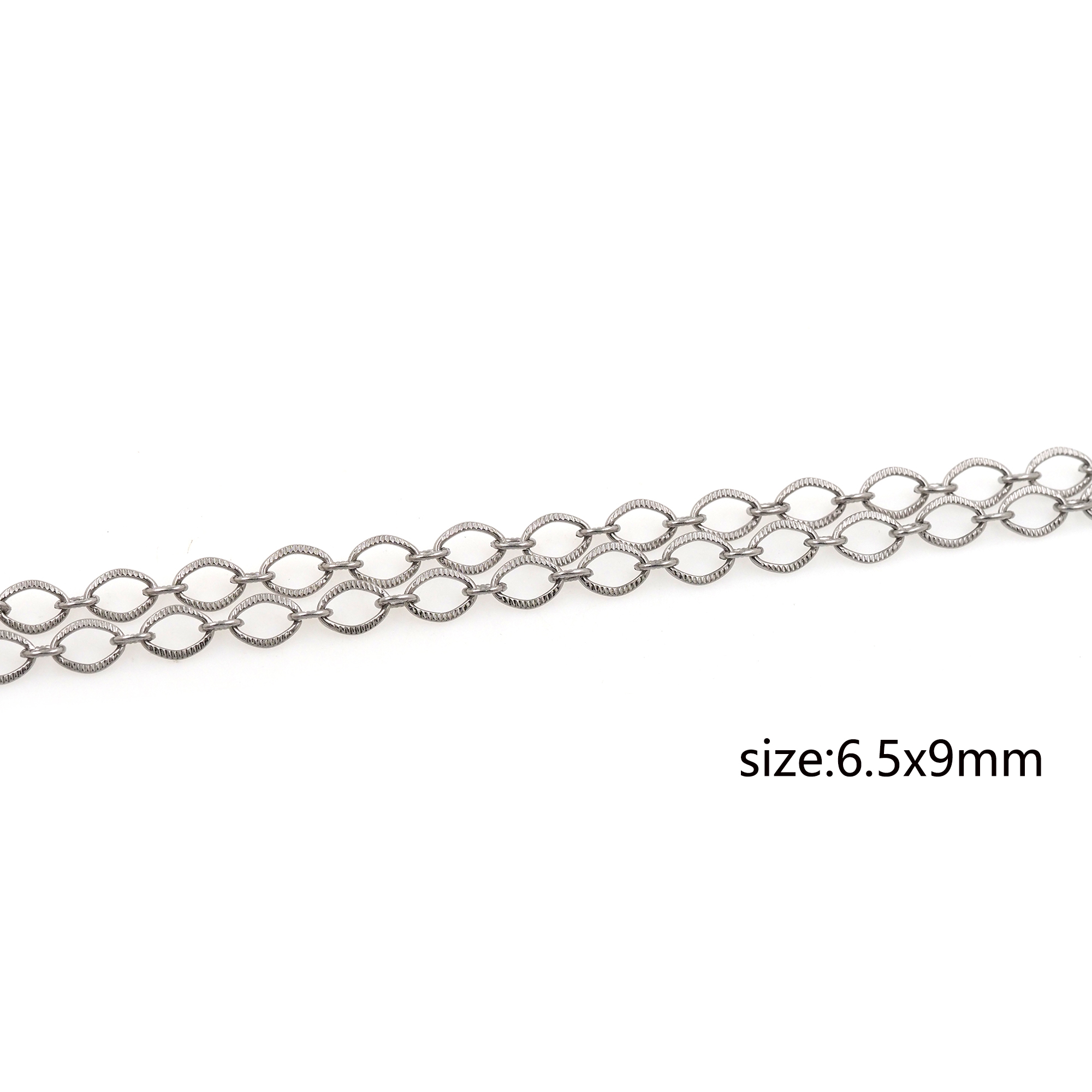 Stainless Steel Silver Textured Chain Necklace,Dainty Link Chain,Textured Oval Chain Necklace for Women DIY Jewelry Making Supply