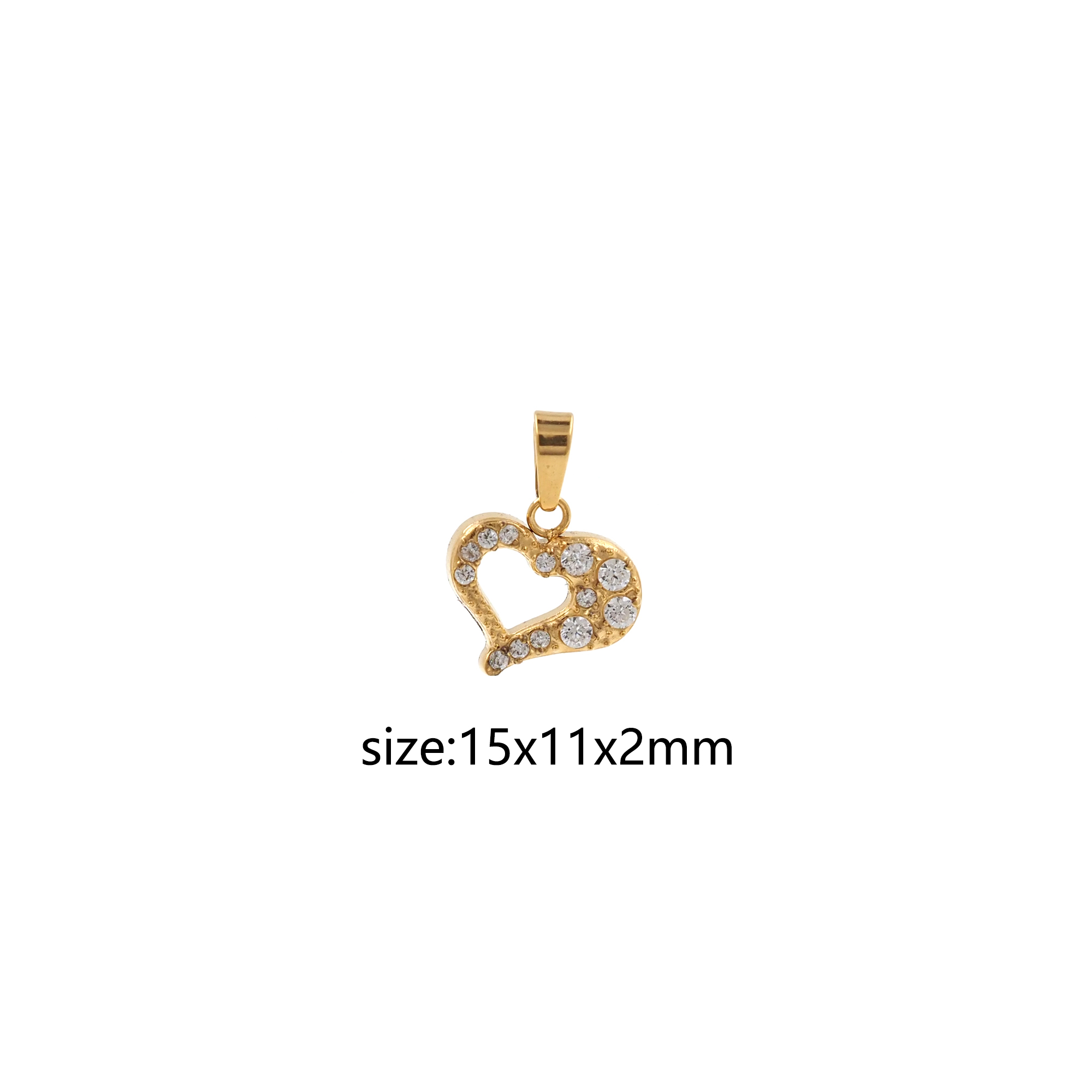 Stainless Steel Heart Pendant,CZ Micro Pave Heart Charm Charm Earrings Necklace for DIY Jewelry Making Supply