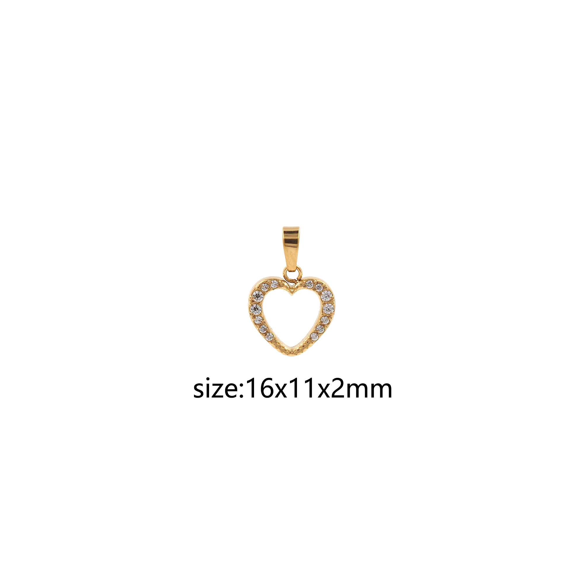 Stainless Steel Heart Pendant,CZ Micro Pave Heart Charm Charm Earrings Necklace for DIY Jewelry Making Supply