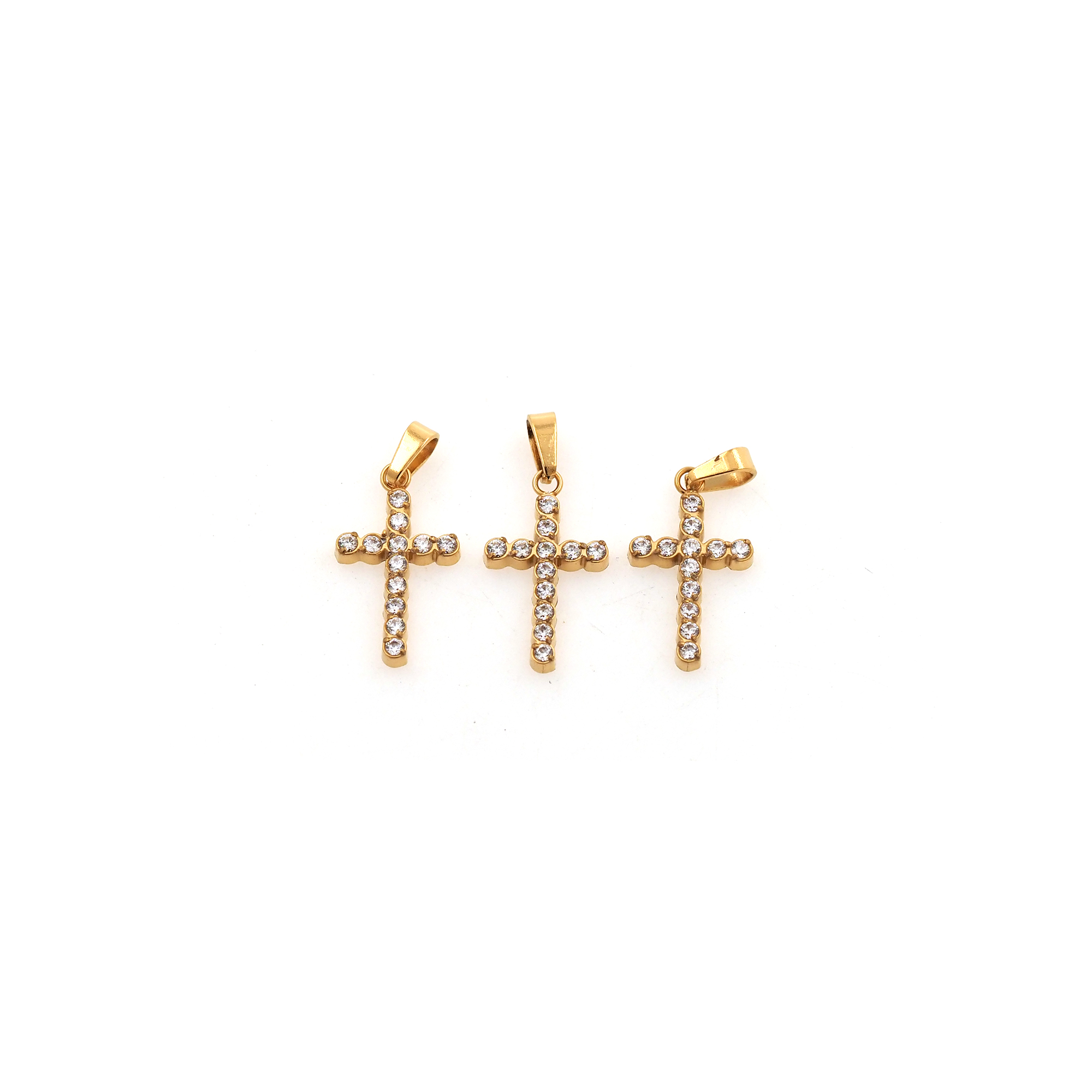 Stainless Steel Cross Pendant,CZ Micro Pave Religious Charm Charm Earrings Necklace for DIY Jewelry Making Supply