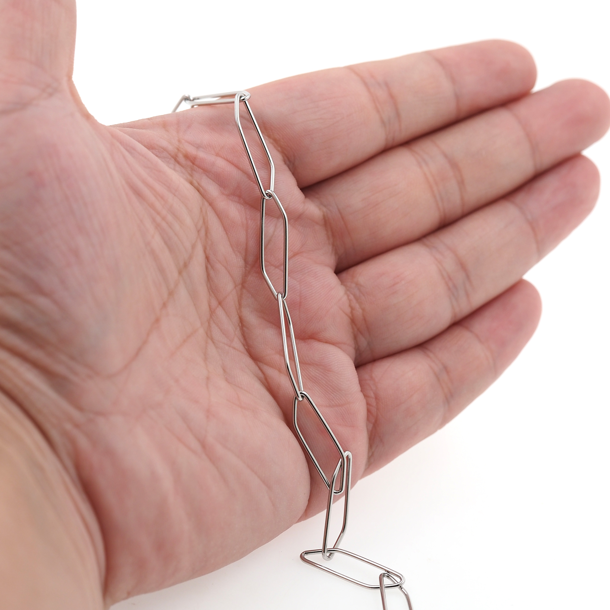 Stainless Steel Rhombus Chain Necklace,Minimalist Link Chain,Silver Chain Necklace for Women DIY Jewelry Making Supply