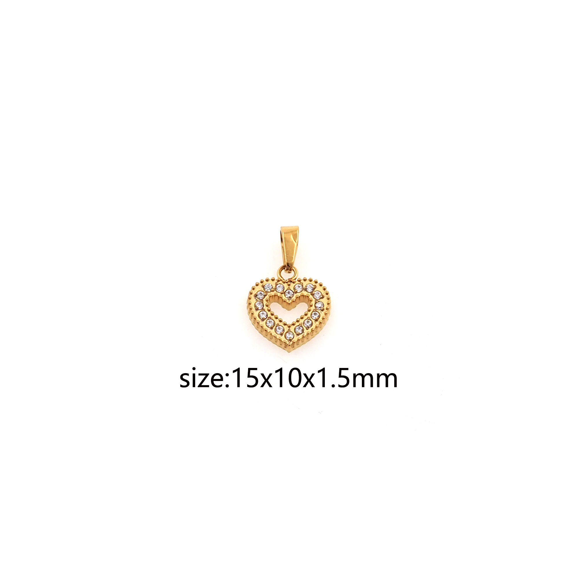CZ Micro Pave Heart Pendant,Stainless Steel Heart Charm Charm Earrings Necklace for DIY Jewelry Making Supply