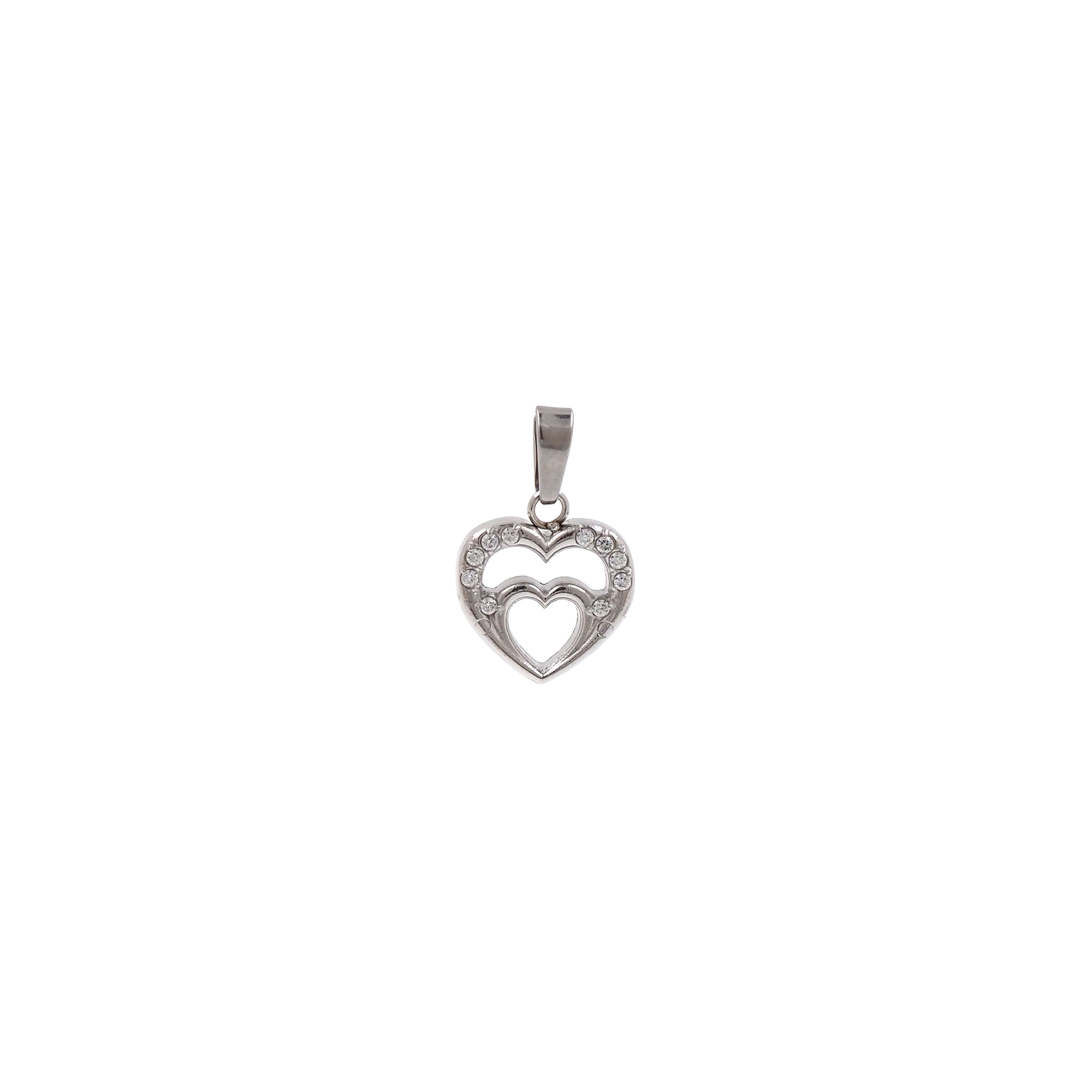 Stainless Steel Heart Pendant,CZ Micro Pave Heart Charm Charm Earrings Necklace for DIY Jewelry Making Supply