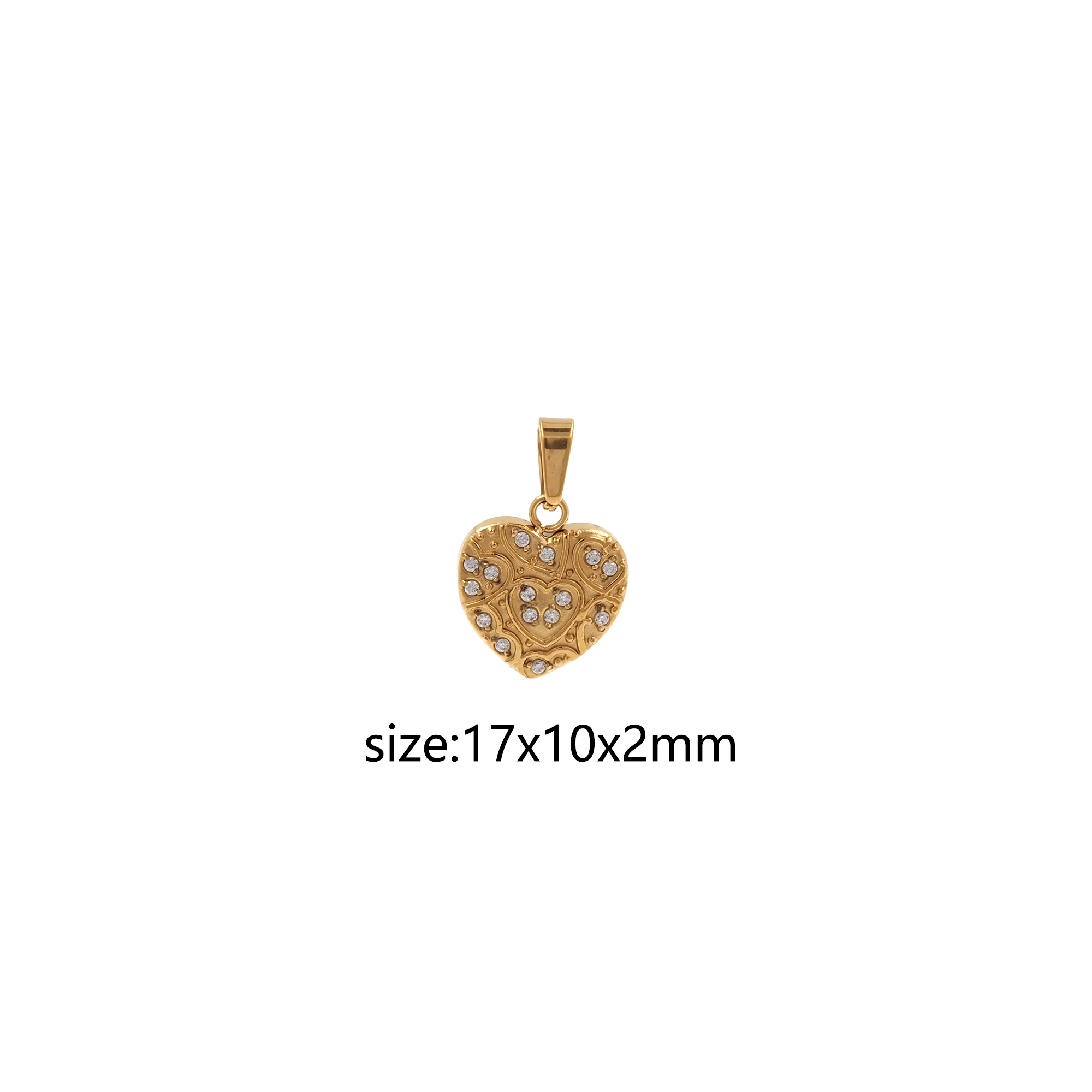 Stainless Steel Heart Pendant,CZ Micro Pave Love Heart Charm Charm Earrings Necklace for DIY Jewelry Making Supply
