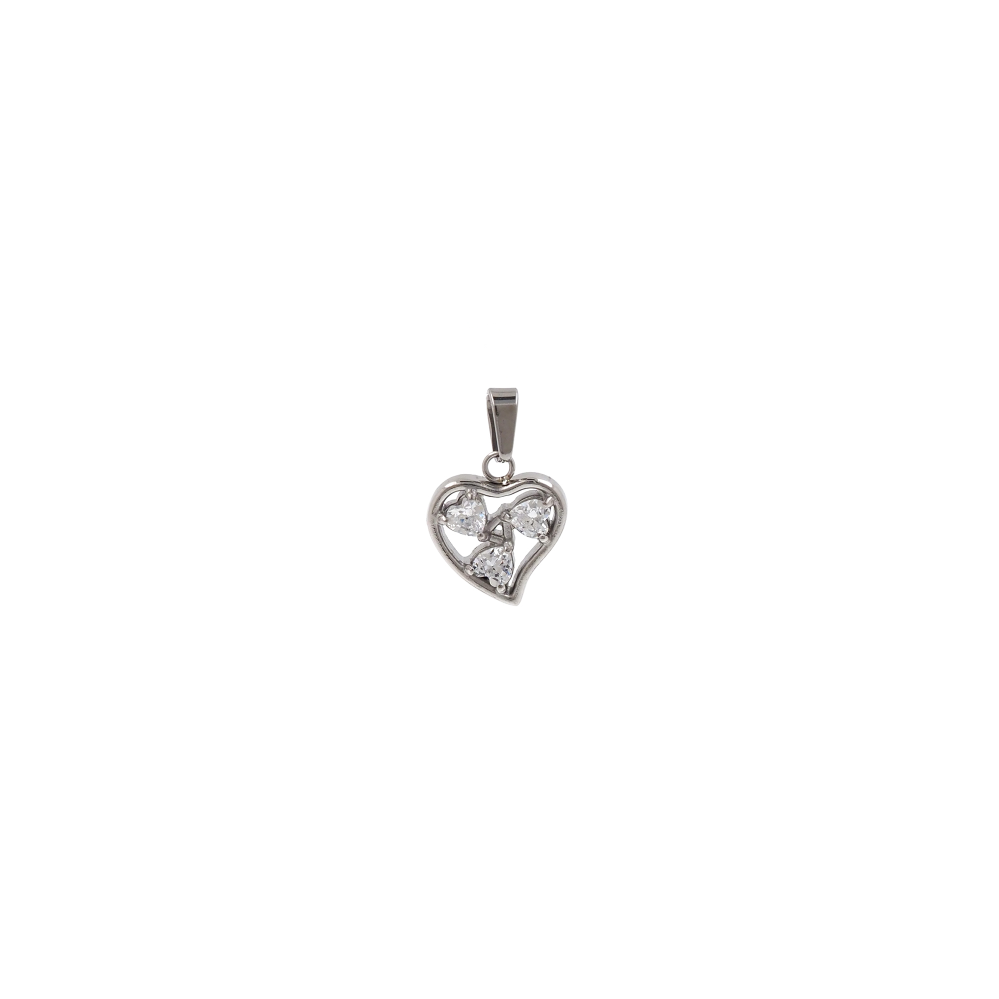 Stainless Steel Heart Pendant,CZ Micro Pave Heart Charm Charm Earrings Necklace for DIY Jewelry Making Supply