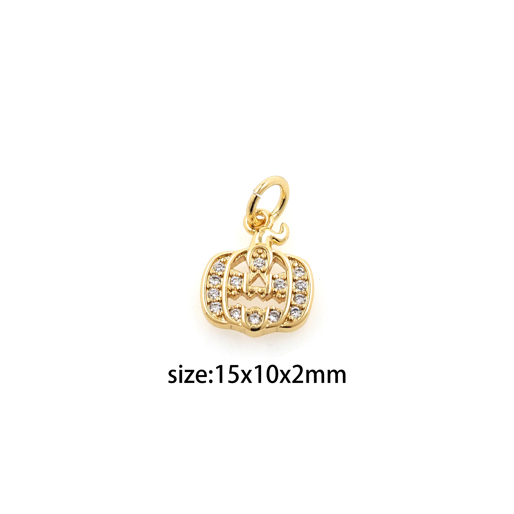 18K Gold Filled Pumpkin Pendant,Halloween Charm,CZ Micro Pave Pumpkin Earrings Necklace for DIY Jewelry Making Supply