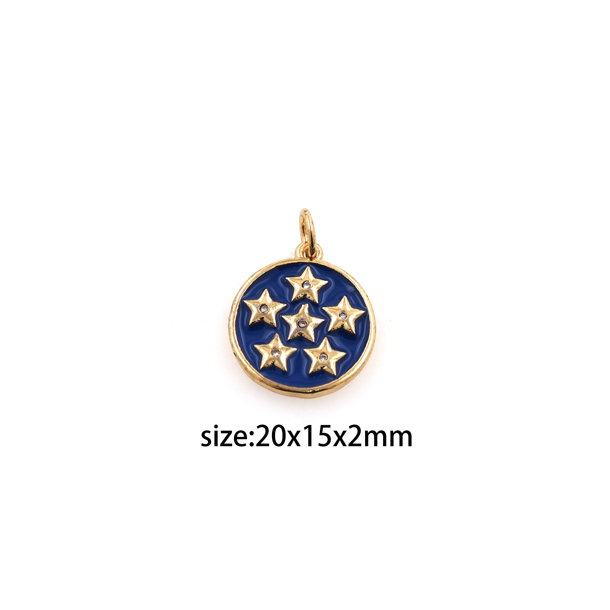 18K Gold Filled Star Pendant,Enamel Celestial Charm Earrings Necklace for DIY Jewelry Making Supply
