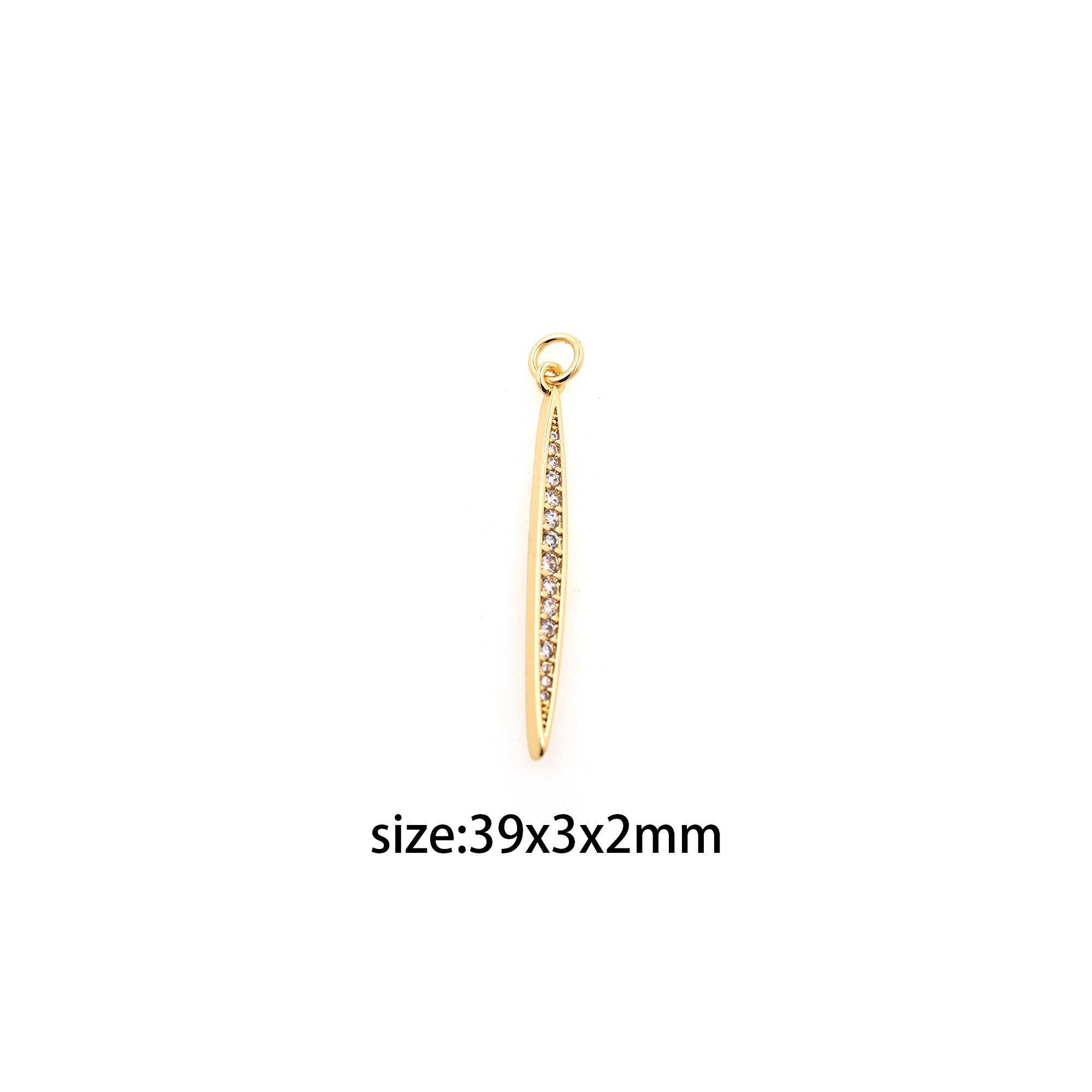 18K Gold Filled Bar Pendant,CZ Micro Pave Bar Charm Earrings Necklace for DIY Jewelry Making Supply