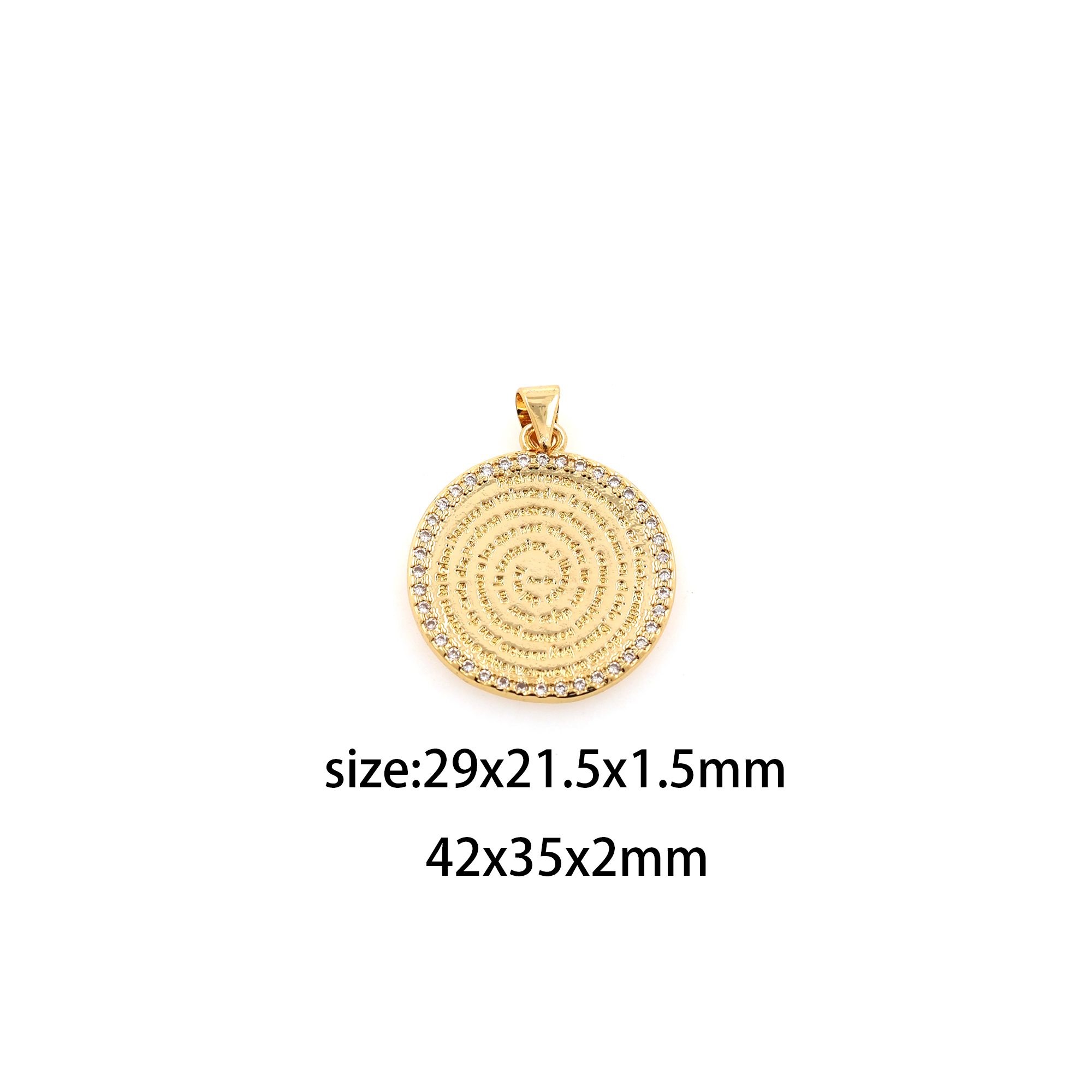 18K Gold Filled Round Pendant,CZ Micro Pave Round Charm Earrings Necklace for DIY Jewelry Making Supply