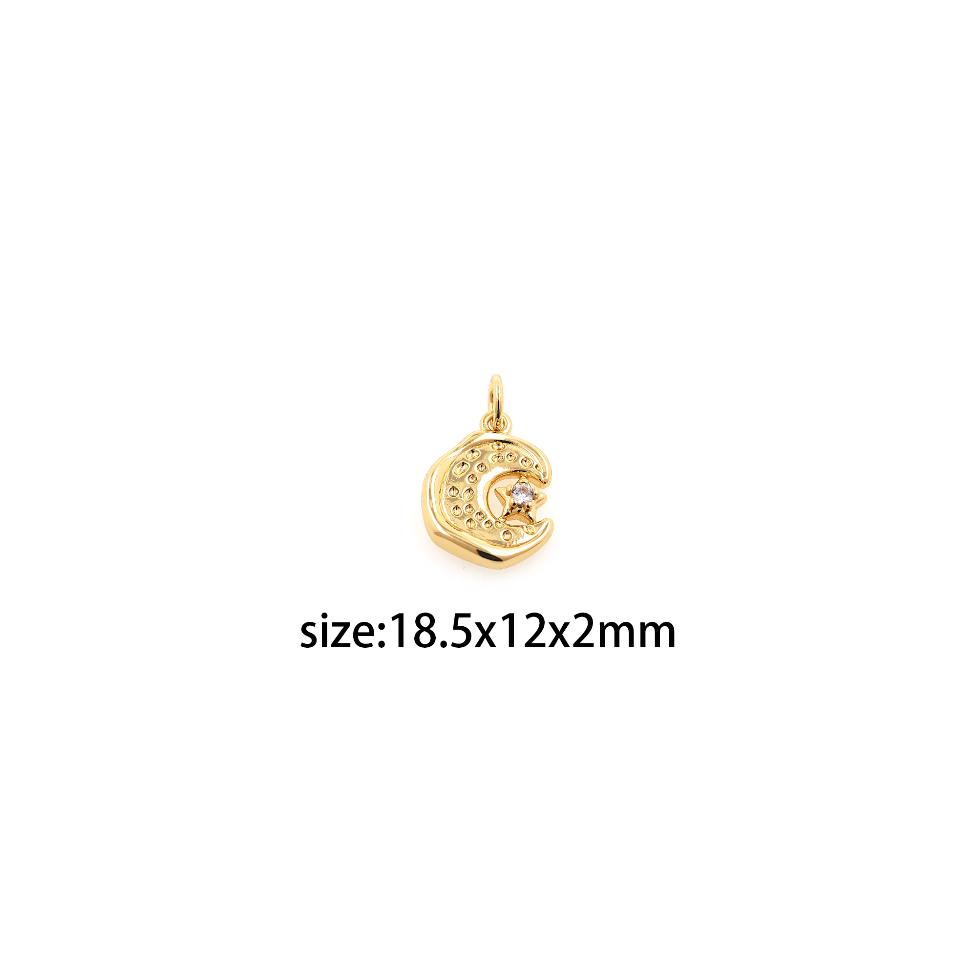18K Gold Filled Moon Pendant,Celestial Charm Earrings Necklace for DIY Jewelry Making Supply