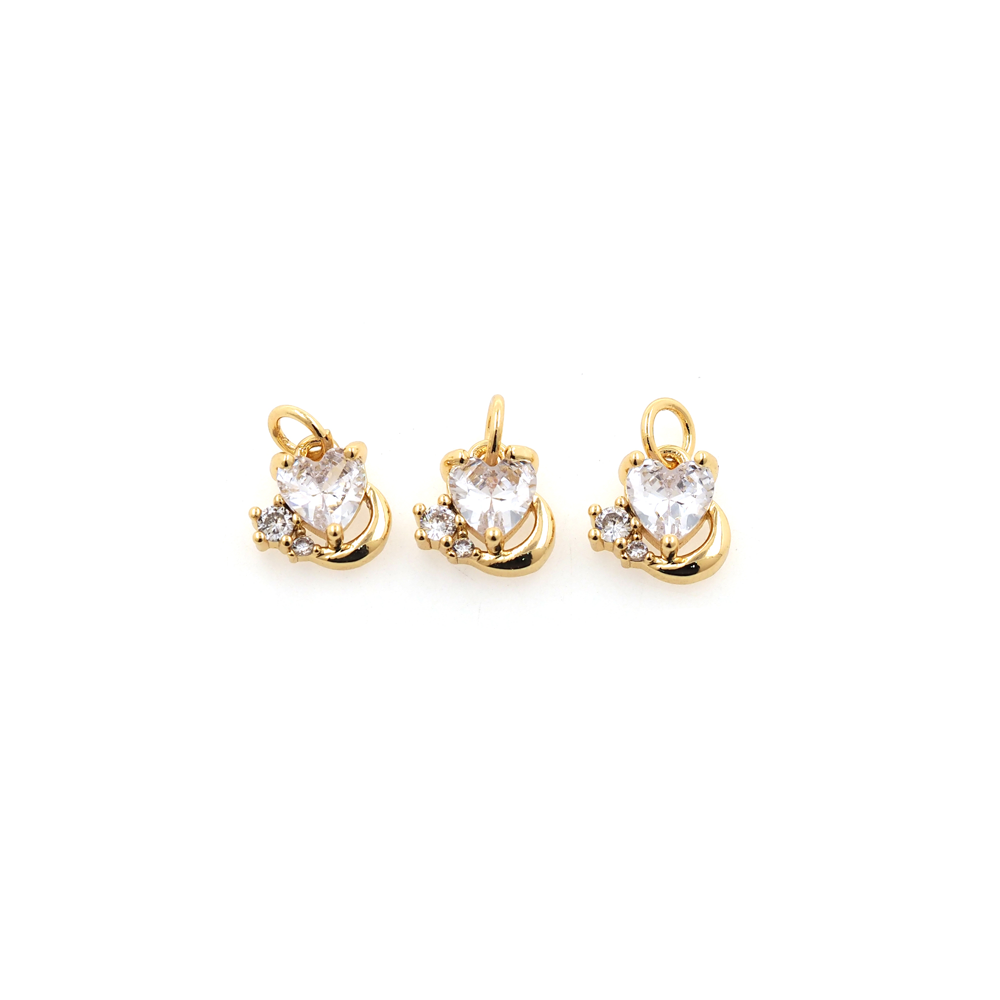 18K Gold Filled Heart Pendant,CZ Micro Pave Tiny Heart Charm Earrings Necklace for DIY Jewelry Making Supply