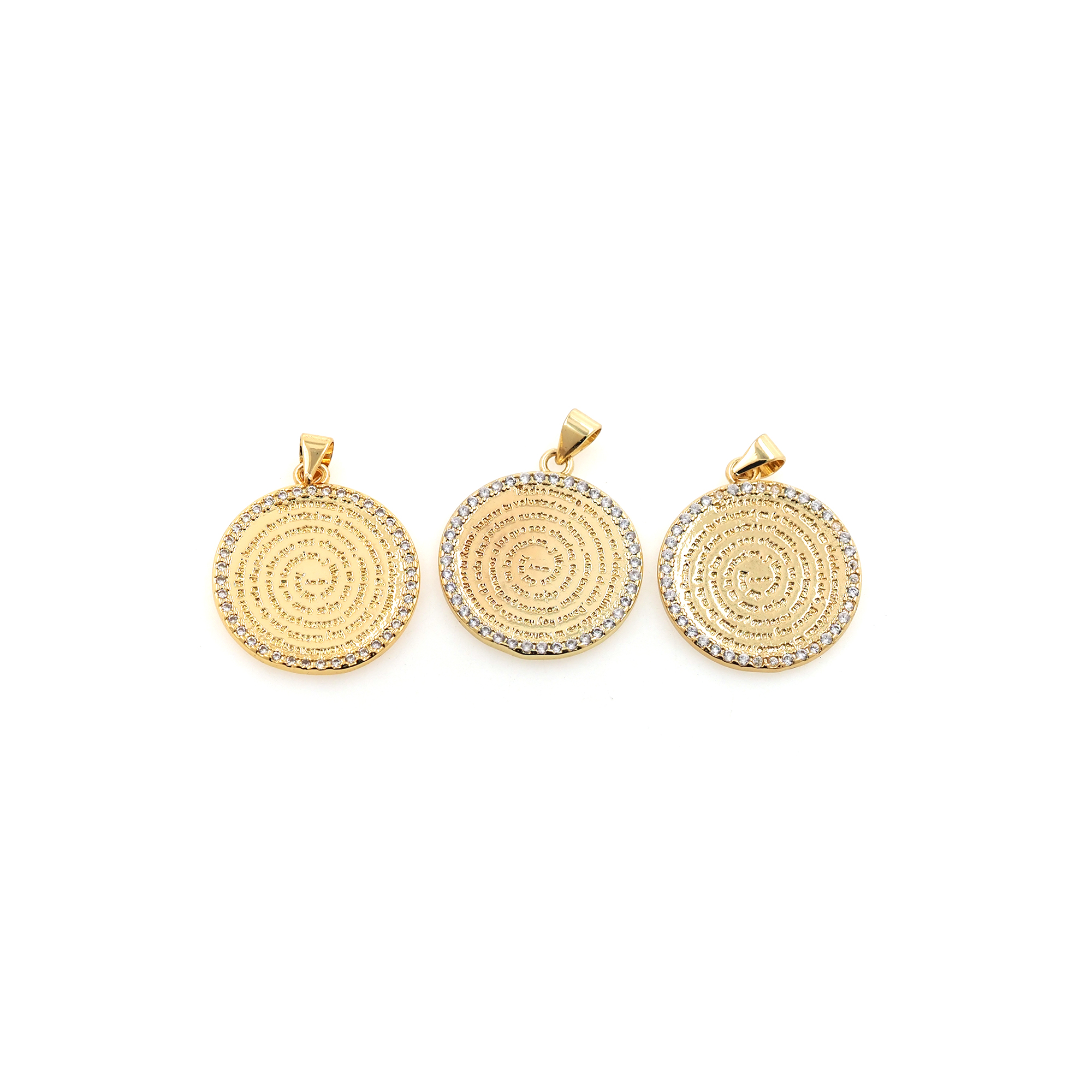 18K Gold Filled Round Pendant,CZ Micro Pave Round Charm Earrings Necklace for DIY Jewelry Making Supply