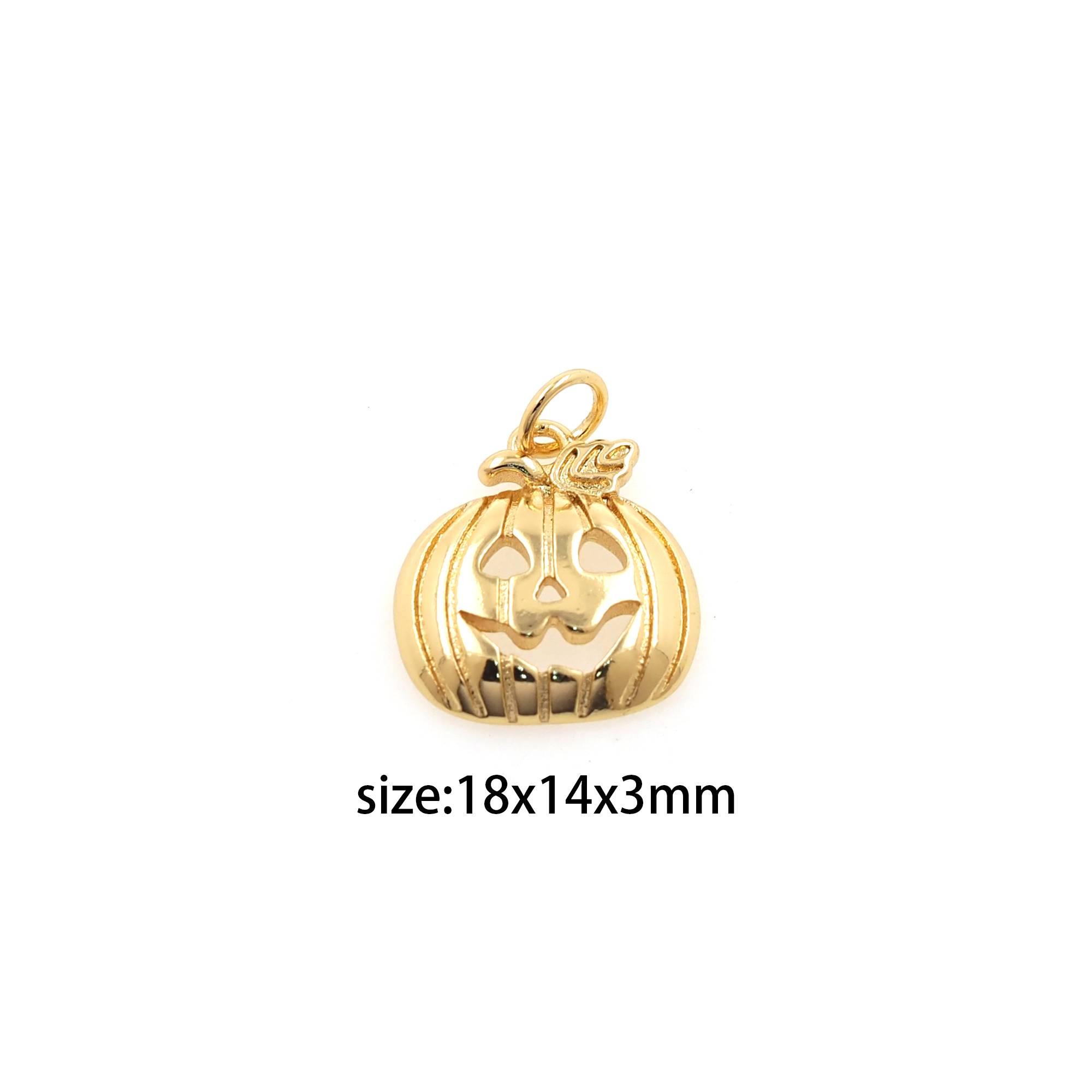 18K Gold Filled Pumpkin Pendant,Halloween Charm,Dainty Pumpkin Earrings Necklace for DIY Jewelry Making Supply