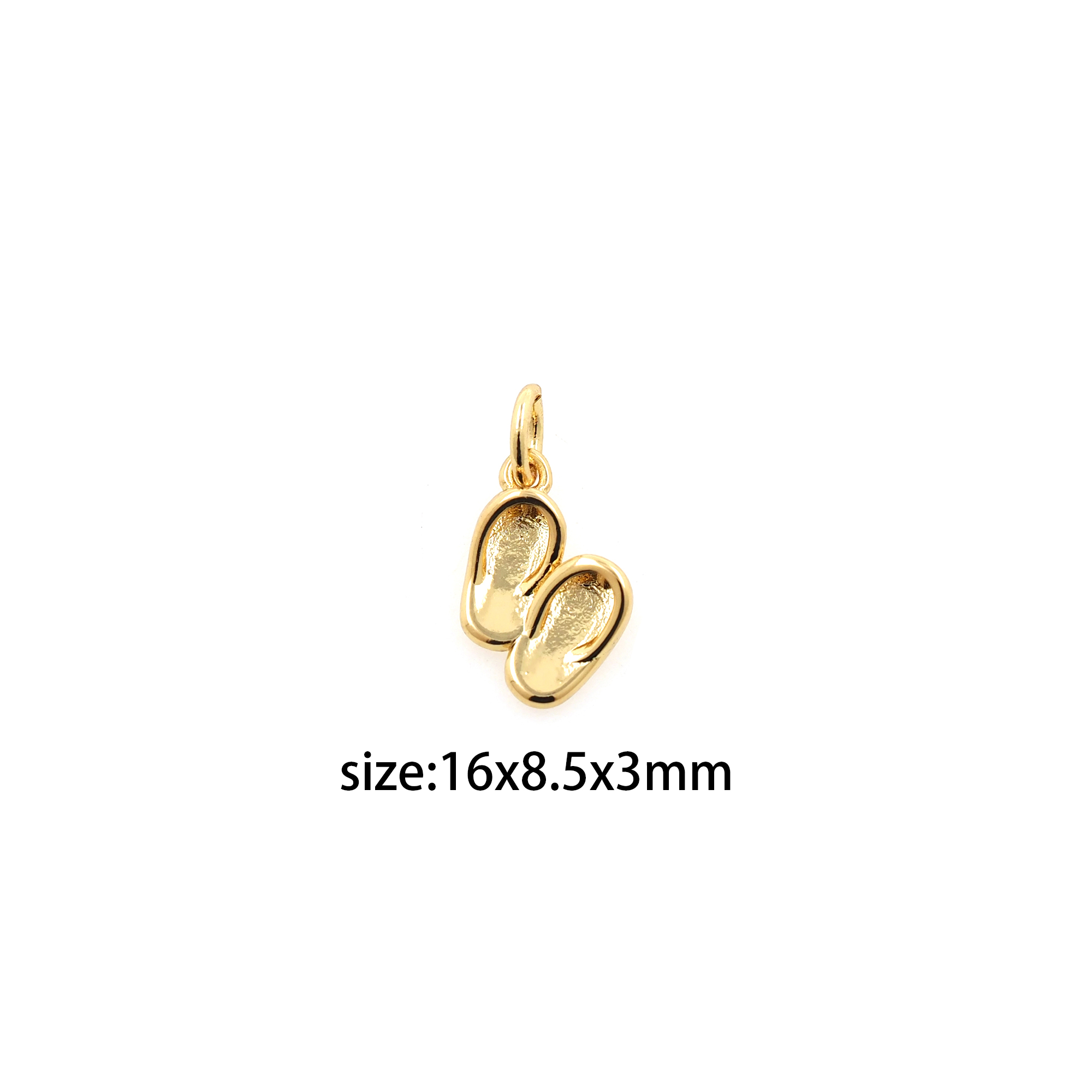 Slippers Charm,18K Gold Filled Sandal Pendant,Dainty Slippers Earrings Necklace for DIY Jewelry Making Supply