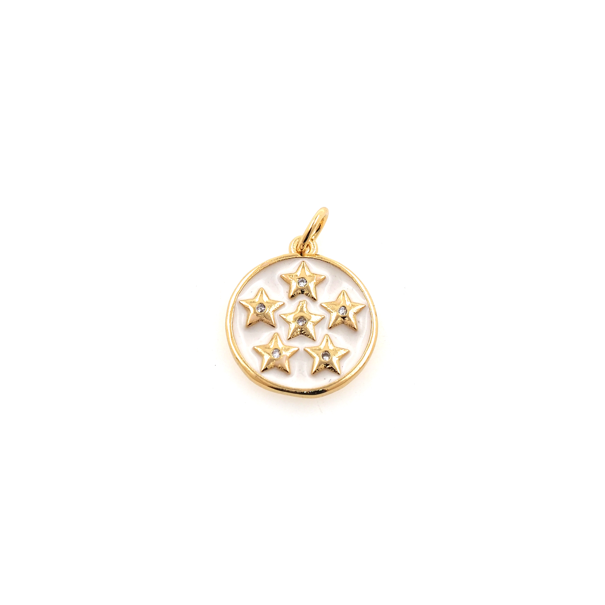 18K Gold Filled Star Pendant,Enamel Celestial Charm Earrings Necklace for DIY Jewelry Making Supply