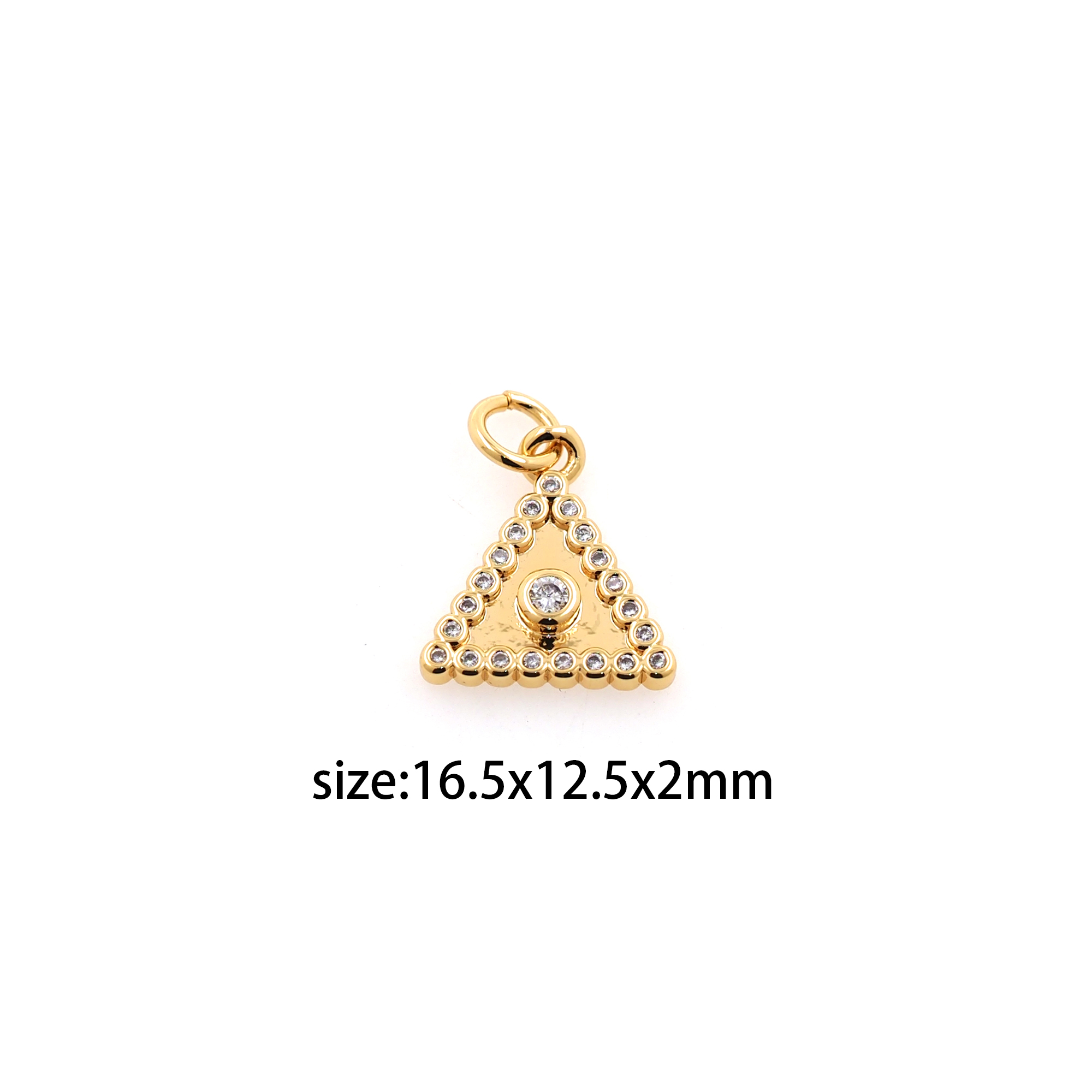 18K Gold Filled Triangle Pendant,CZ Micro Pave Triangle Charm Earrings Necklace for DIY Jewelry Making Supply