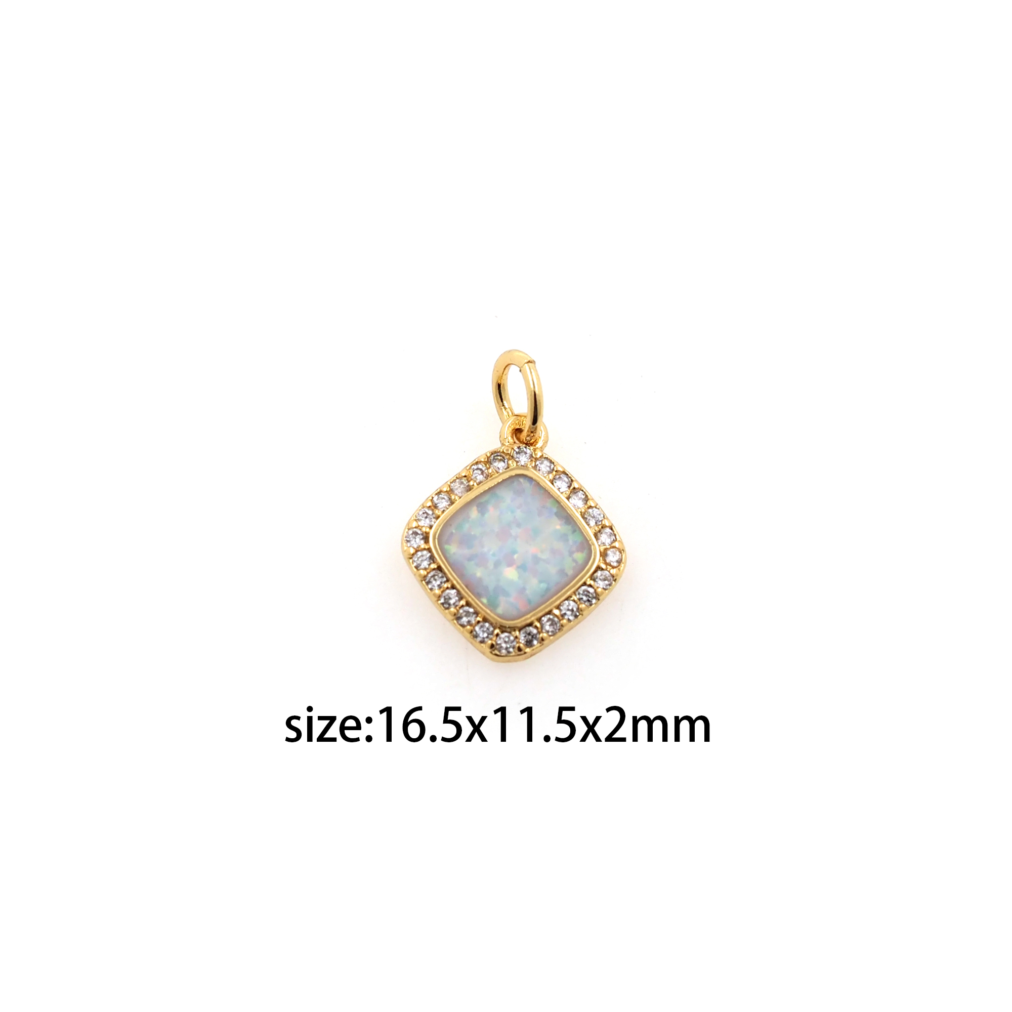 18K Gold Filled Square Pendant,Enamel Square Charm Earrings Necklace for DIY Jewelry Making Supply