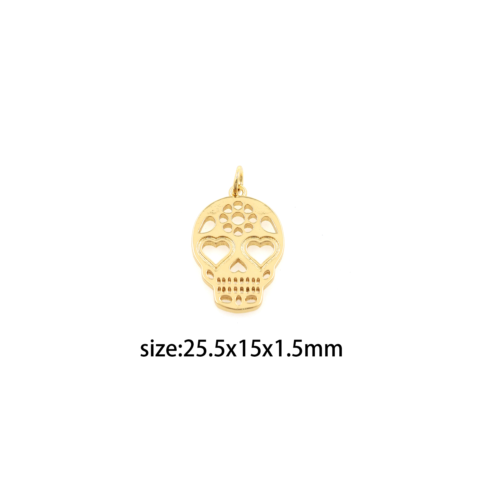 18K Gold Filled Skull Pendant,Dainty Skull Charm Earrings Necklace for DIY Jewelry Making Supply