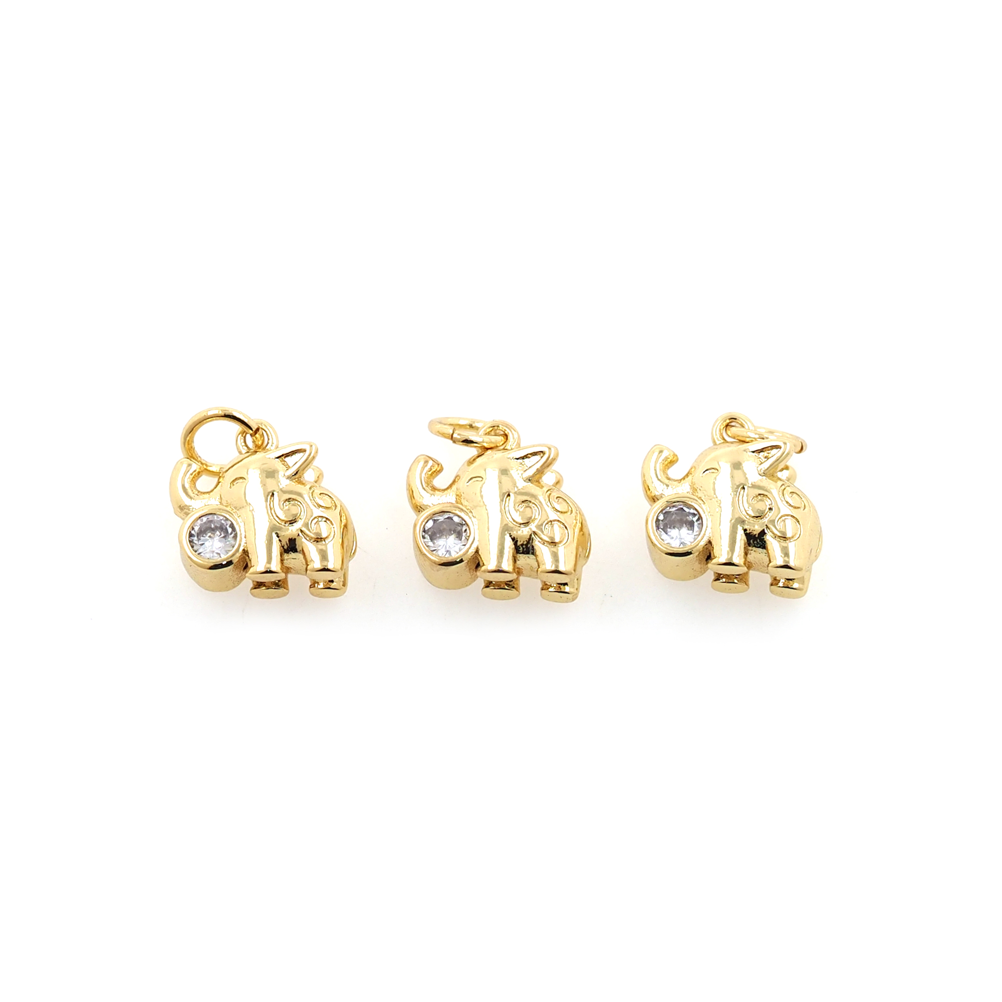 18K Gold Filled Elephant Pendant,Animal Charm Earrings Necklace for DIY Jewelry Making Supply