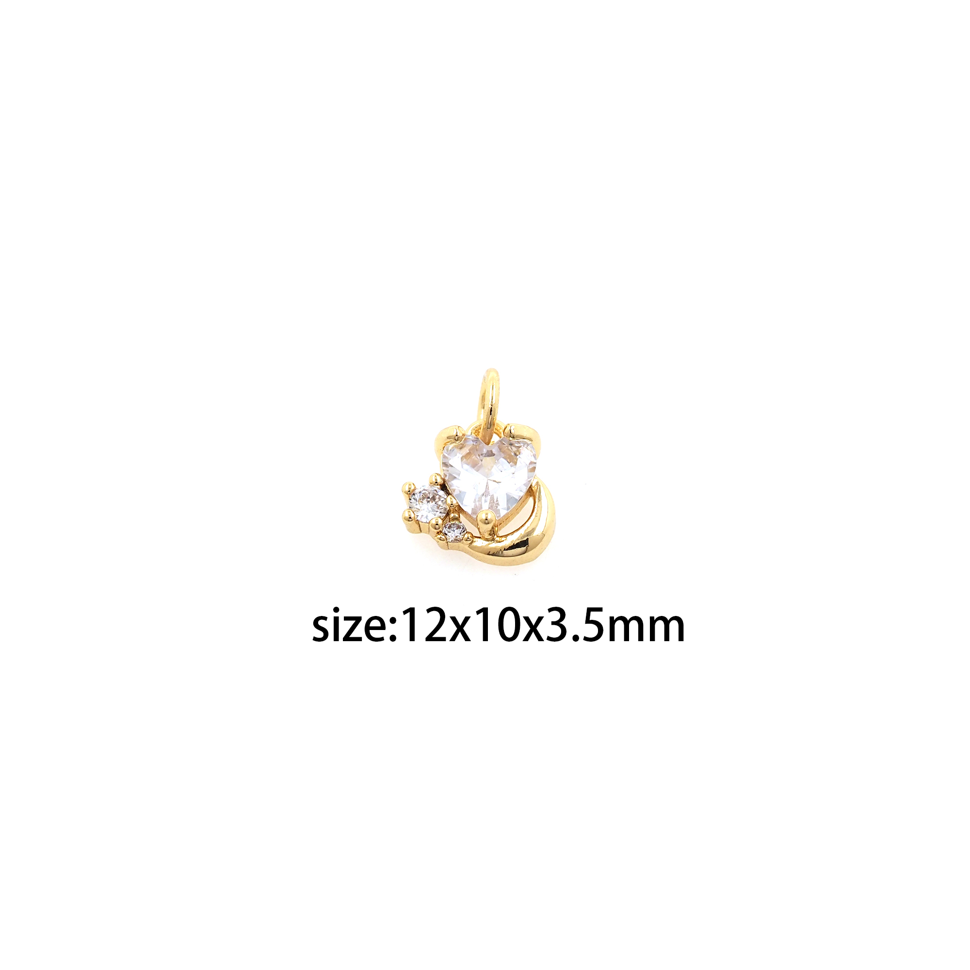 18K Gold Filled Heart Pendant,CZ Micro Pave Tiny Heart Charm Earrings Necklace for DIY Jewelry Making Supply