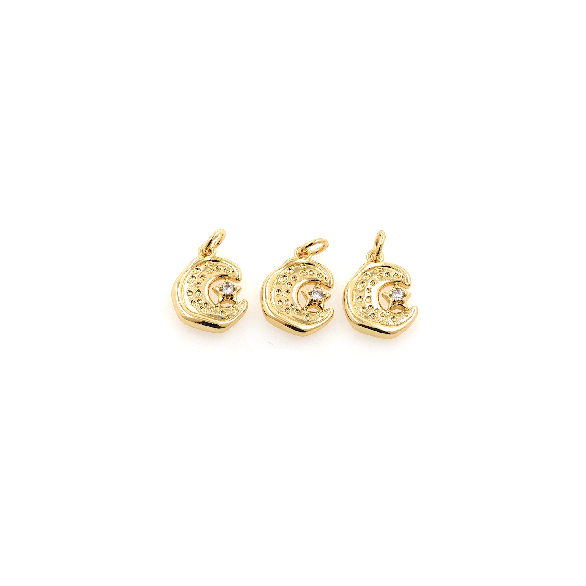 18K Gold Filled Moon Pendant,Celestial Charm Earrings Necklace for DIY Jewelry Making Supply