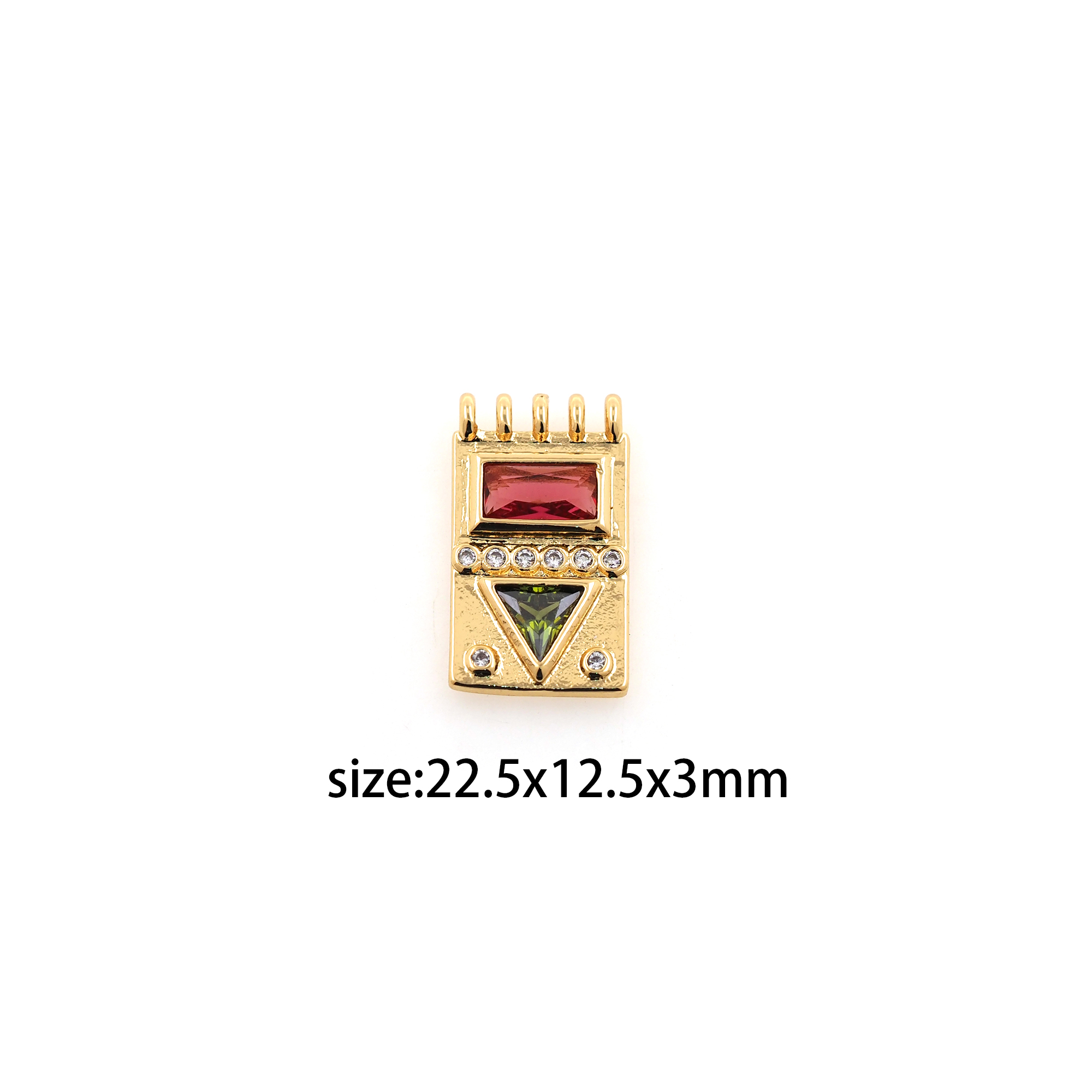 18K Gold Filled Rectangle Pendant,CZ Micro Pave Rectangle Charm Earrings Necklace for DIY Jewelry Making Supply