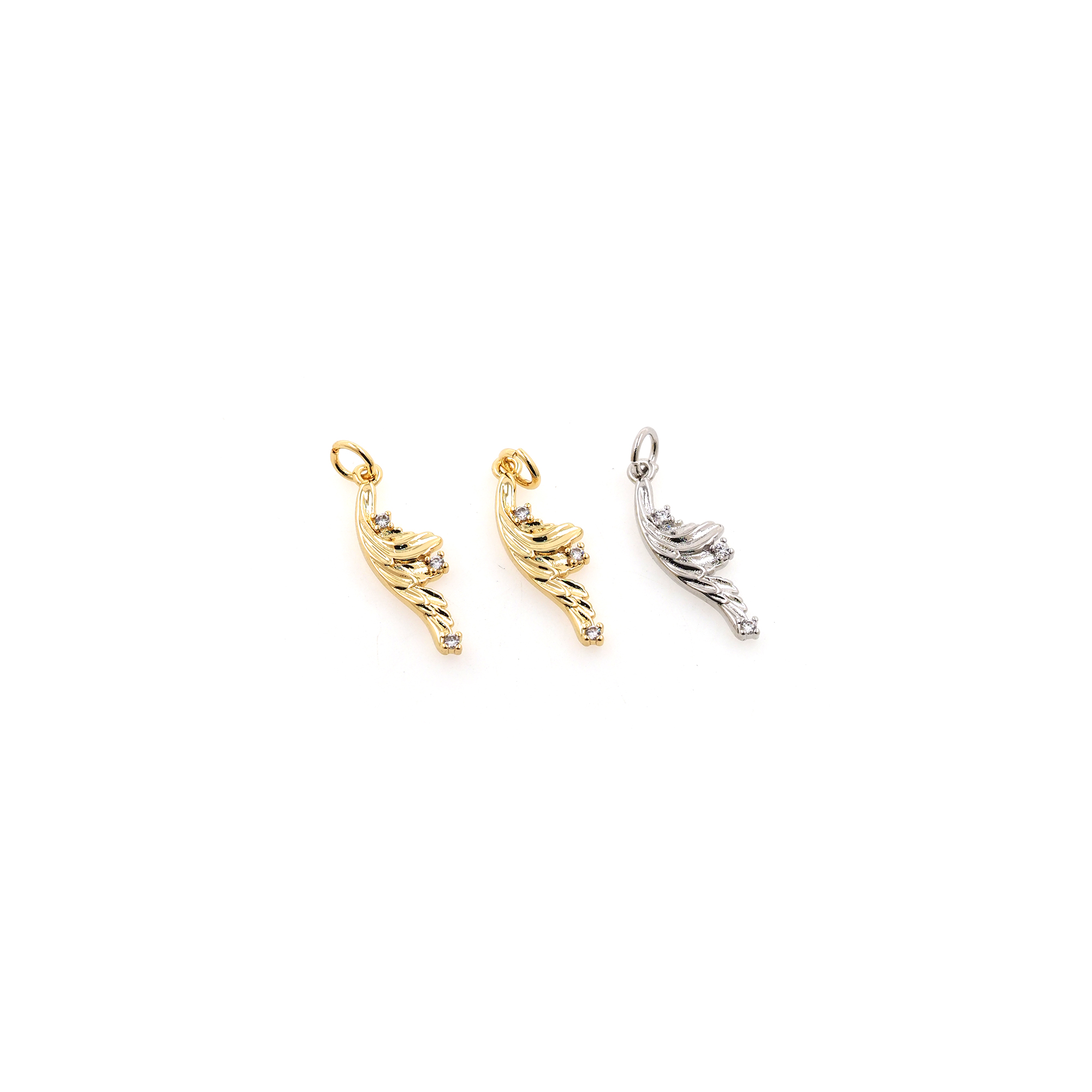 18K Gold Filled Leaf Pendant,CZ Micro Pave Leaf Charm Earrings Necklace for DIY Jewelry Making Supply