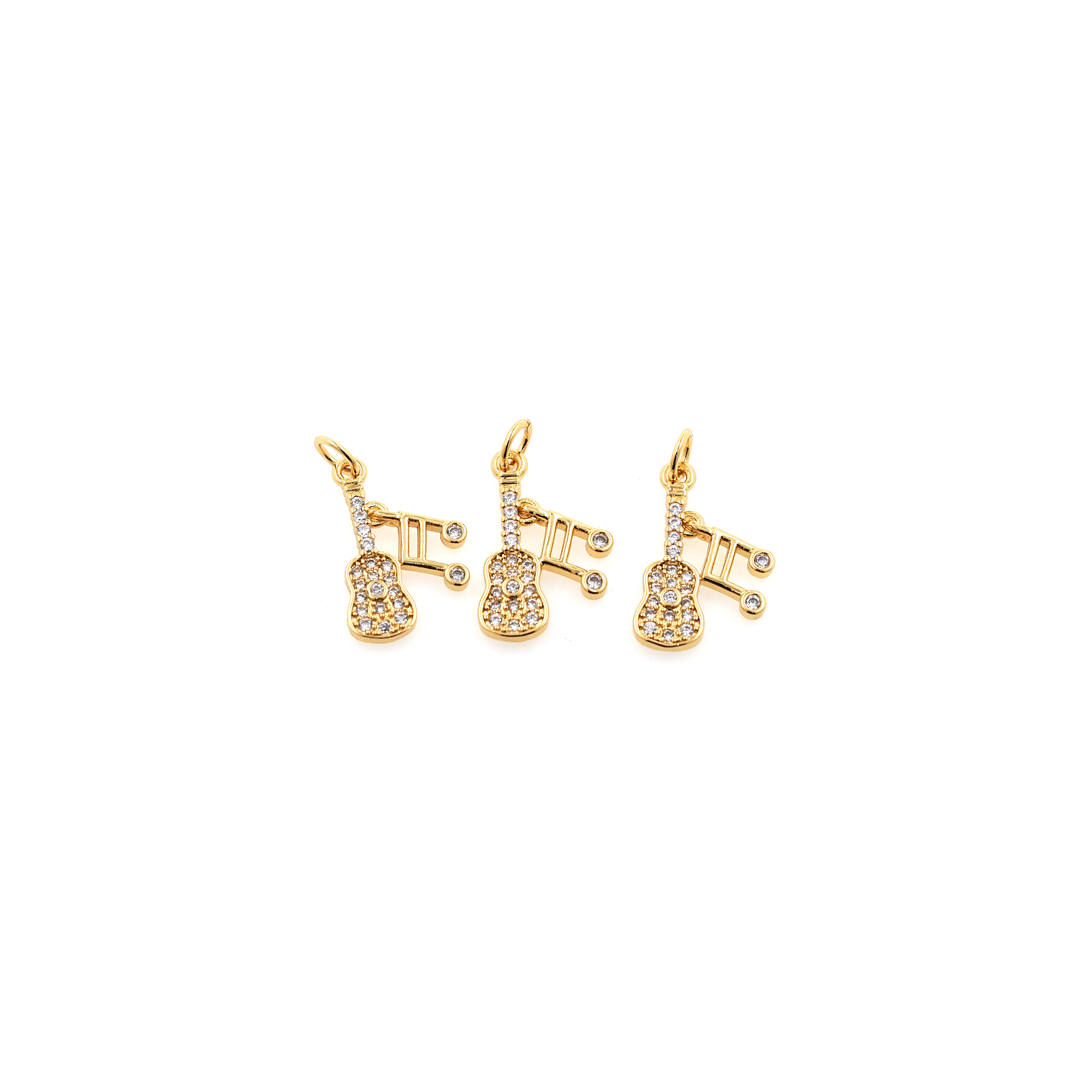 CZ Violin Charm,18K Gold Filled Violin Pendant,Musical Instrument Earrings Necklace for DIY Jewelry Making Supply