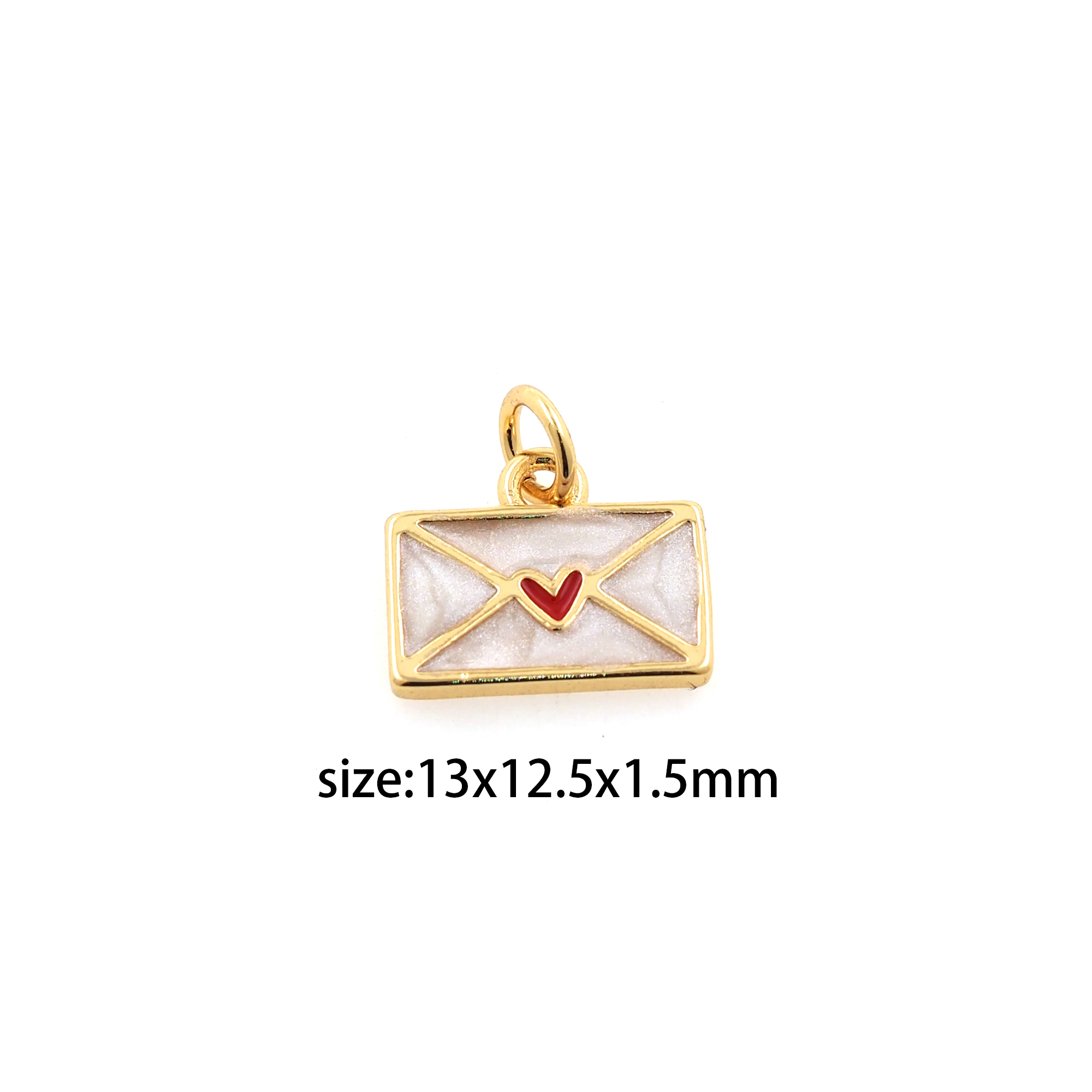18K Gold Filled Envelope Pendant,Enamel Envelope Charm Earrings Necklace for DIY Jewelry Making Supply