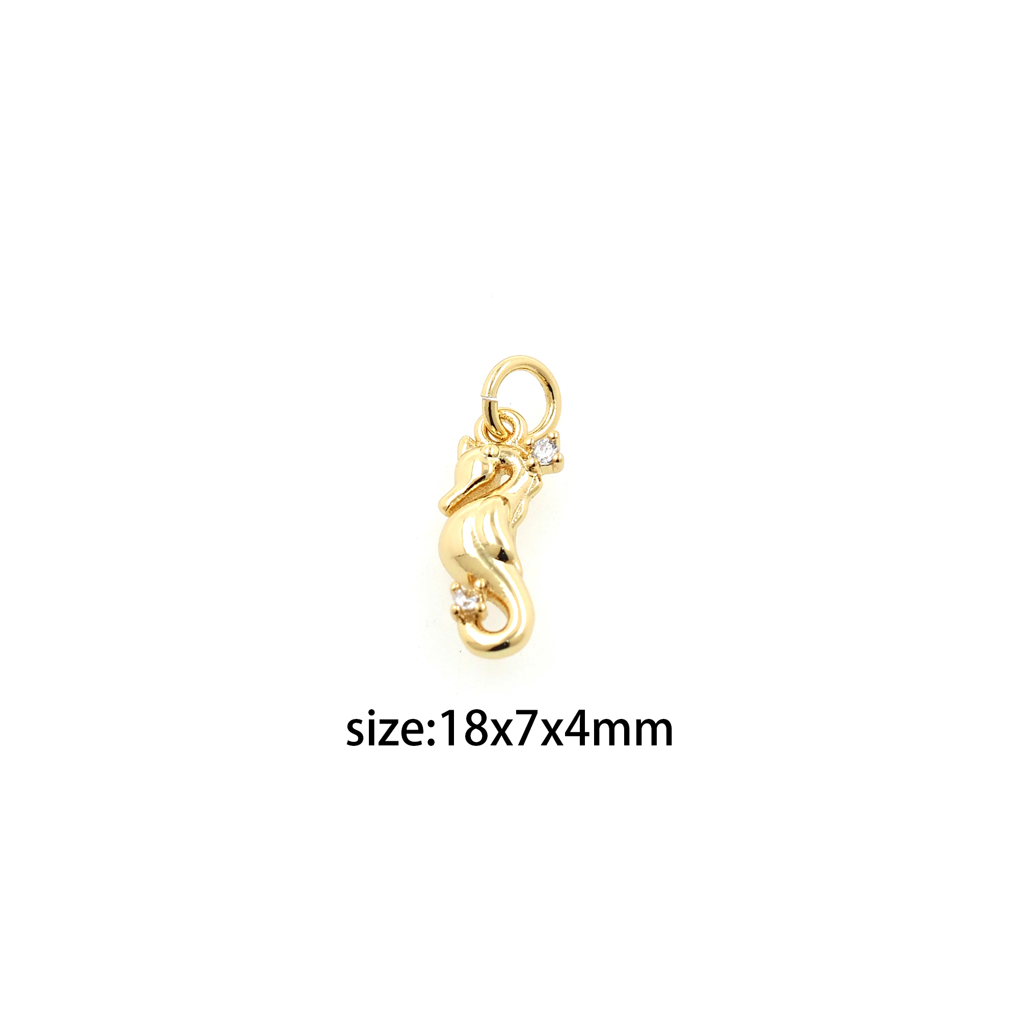 18K Gold Filled Seahorse Pendant,Seahorse Charm Earrings Necklace for DIY Jewelry Making Supply