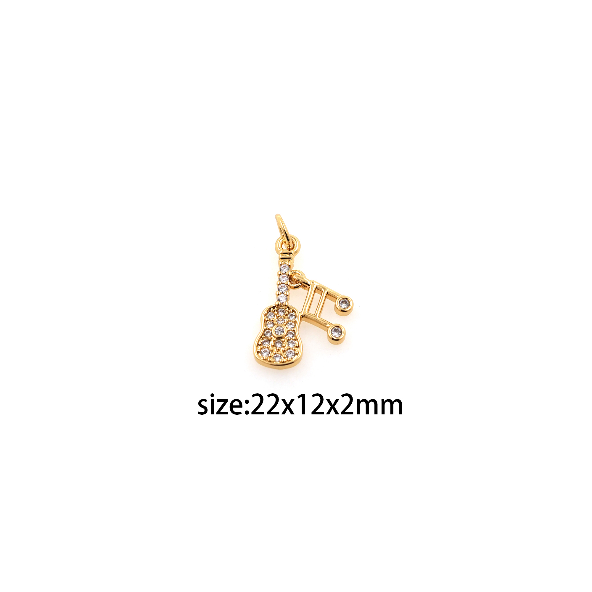 CZ Violin Charm,18K Gold Filled Violin Pendant,Musical Instrument Earrings Necklace for DIY Jewelry Making Supply