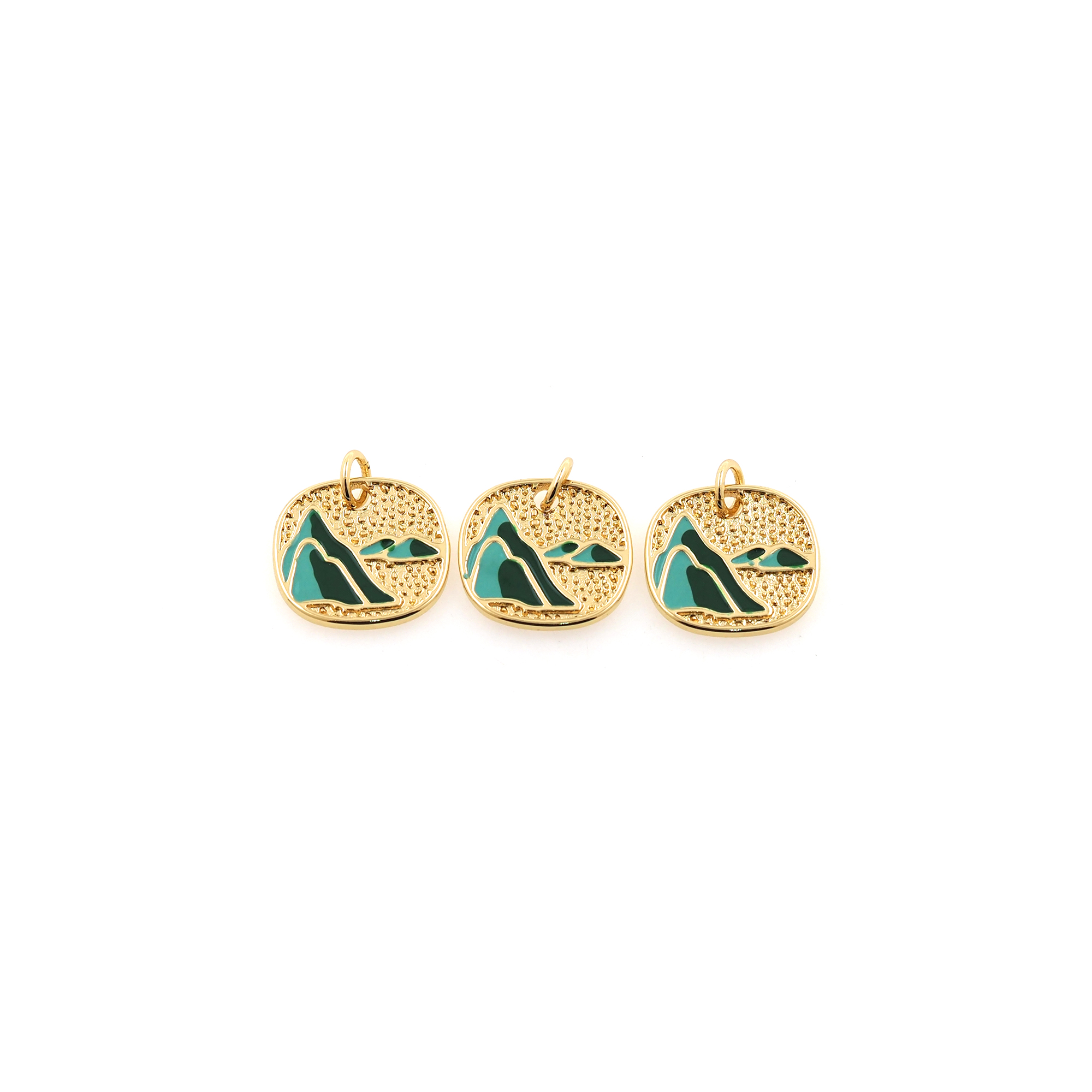 18K Gold Filled Mountain Pendant,Enamel Mountain Charm Earrings Necklace for DIY Jewelry Making Supply